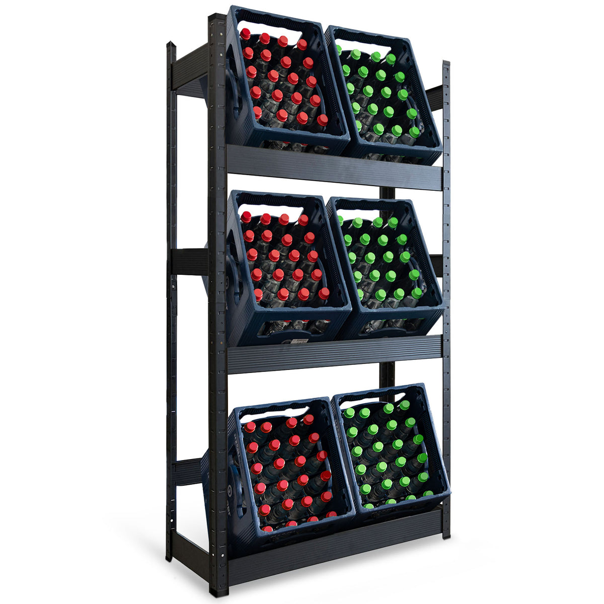 Support pour casiers à bouteilles | Osaka | Étagère pour casiers à boissons en acier peint par poudrage pour 3 à 9 casiers