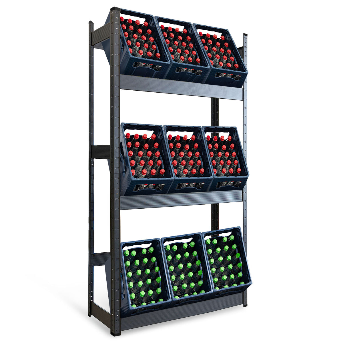 Support pour casiers à bouteilles | Osaka | Étagère pour casiers à boissons en acier peint par poudrage pour 3 à 9 casiers
