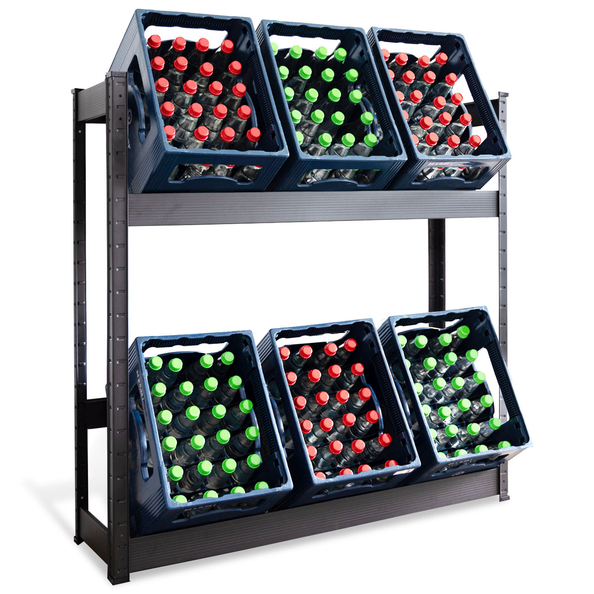 Support pour casiers à bouteilles | Osaka | Étagère pour casiers à boissons en acier peint par poudrage pour 3 à 9 casiers