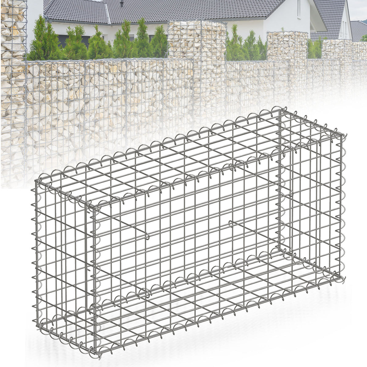Panier de gabion | Lenox | Panier en acier galvanisé pour la protection visuelle décorative et les projets de jardinage
