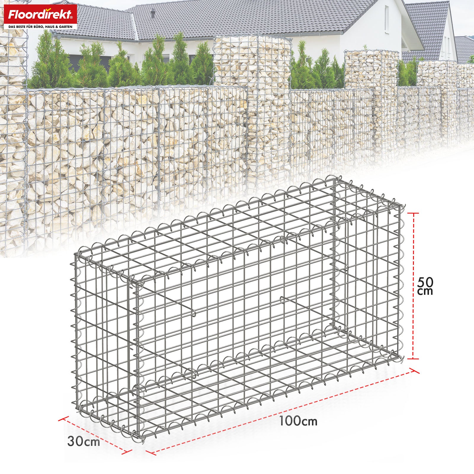 Panier de gabion | Lenox | Panier en acier galvanisé pour la protection visuelle décorative et les projets de jardinage