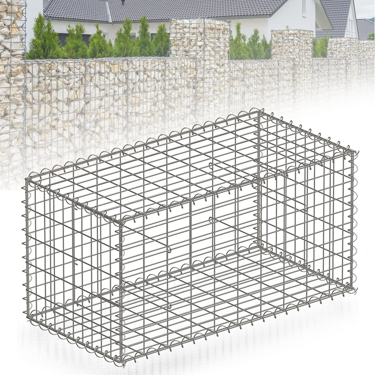 Panier de gabion | Lenox | Panier en acier galvanisé pour la protection visuelle décorative et les projets de jardinage
