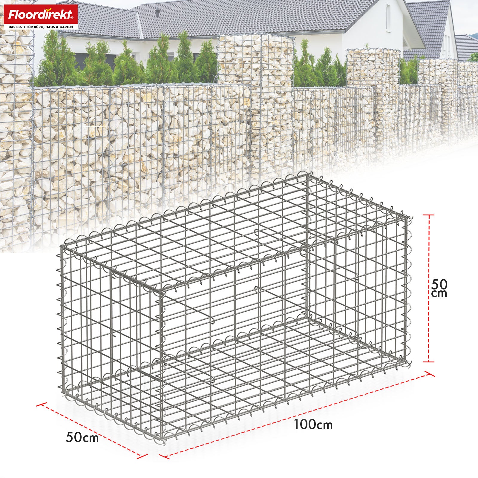 Panier de gabion | Lenox | Panier en acier galvanisé pour la protection visuelle décorative et les projets de jardinage