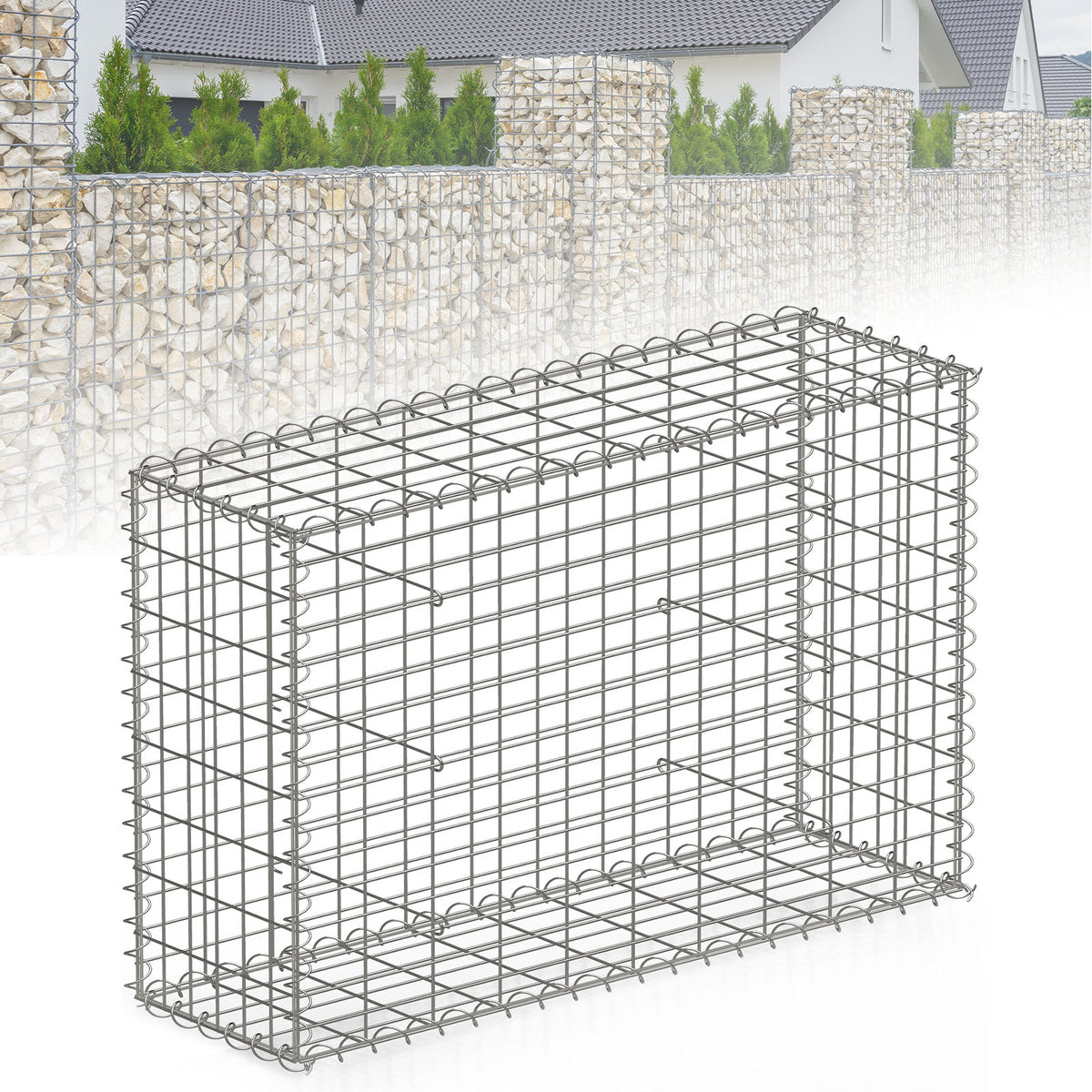 Panier de gabion | Lenox | Panier en acier galvanisé pour la protection visuelle décorative et les projets de jardinage