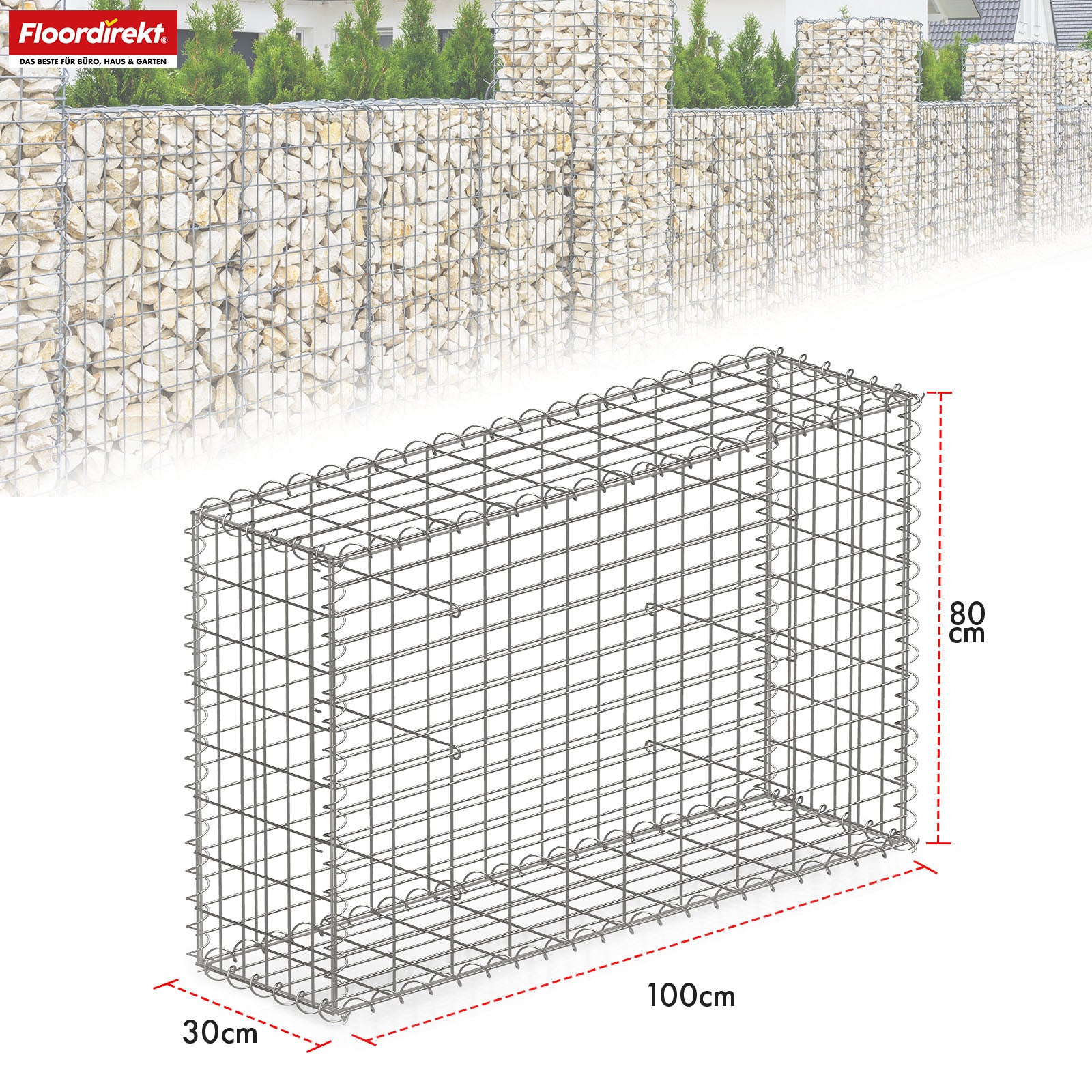 Panier de gabion | Lenox | Panier en acier galvanisé pour la protection visuelle décorative et les projets de jardinage
