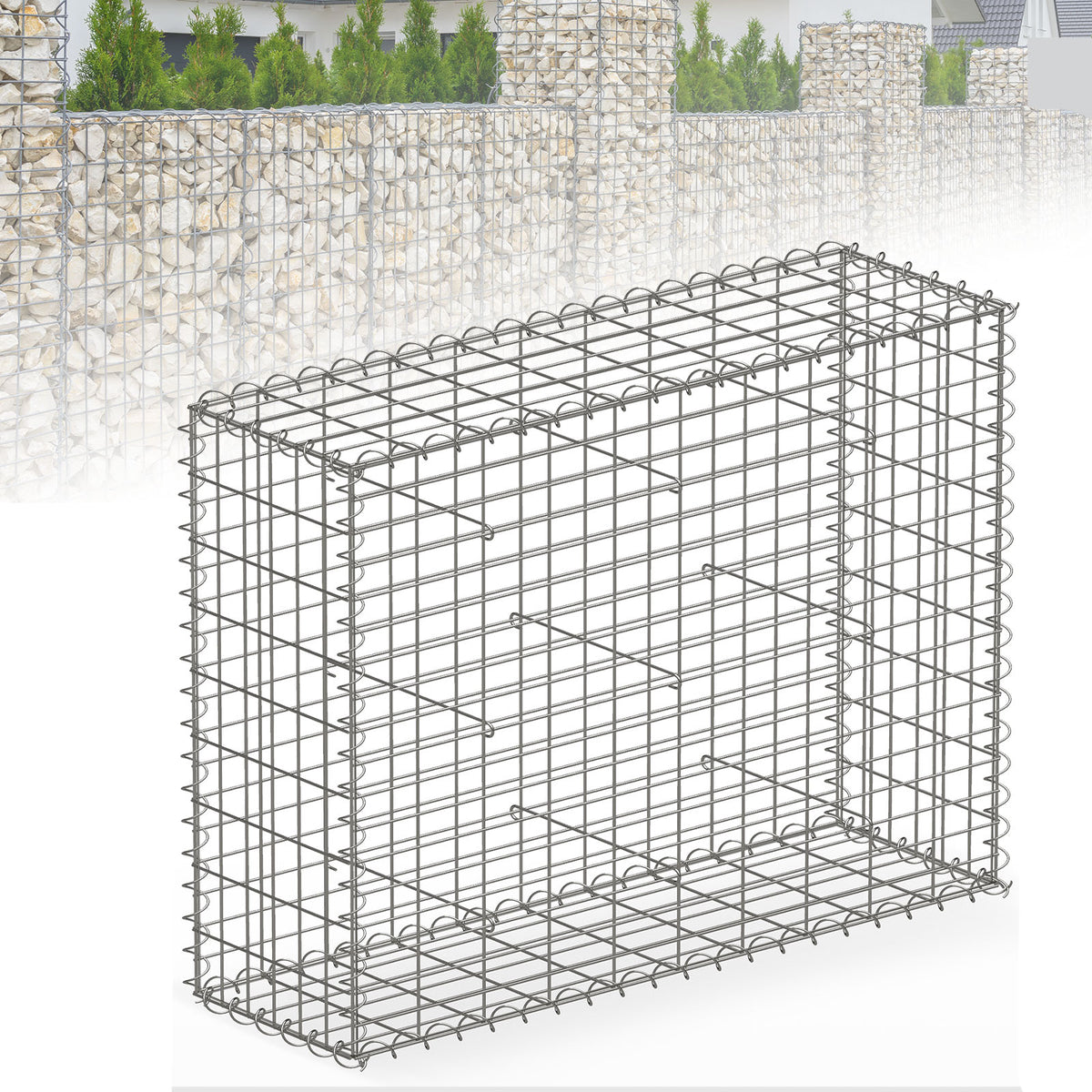 Panier de gabion | Lenox | Panier en acier galvanisé pour la protection visuelle décorative et les projets de jardinage