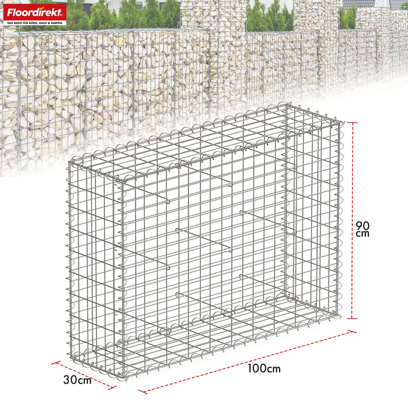 Panier de gabion | Lenox | Panier en acier galvanisé pour la protection visuelle décorative et les projets de jardinage