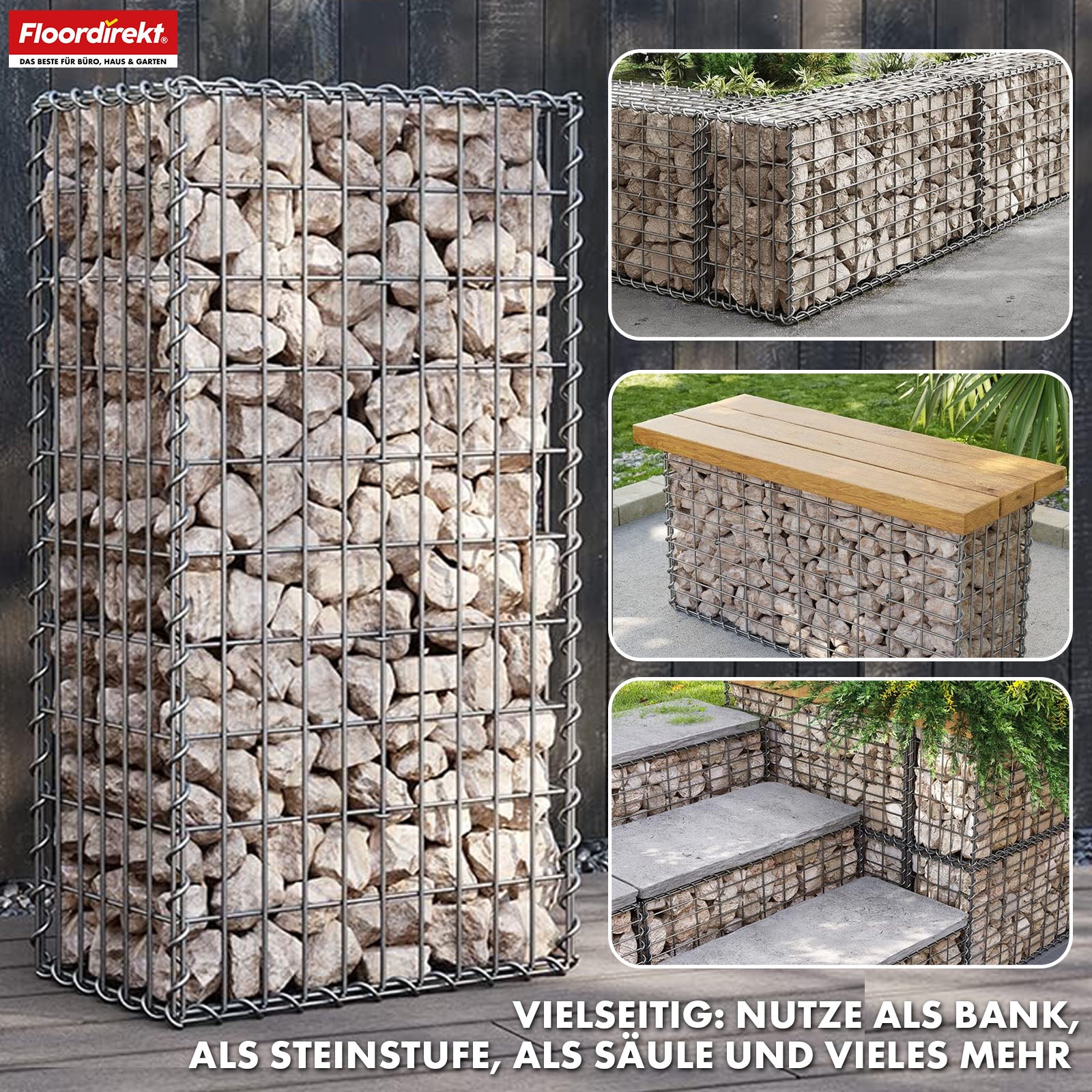 Panier de gabion | Lenox | Panier en acier galvanisé pour la protection visuelle décorative et les projets de jardinage