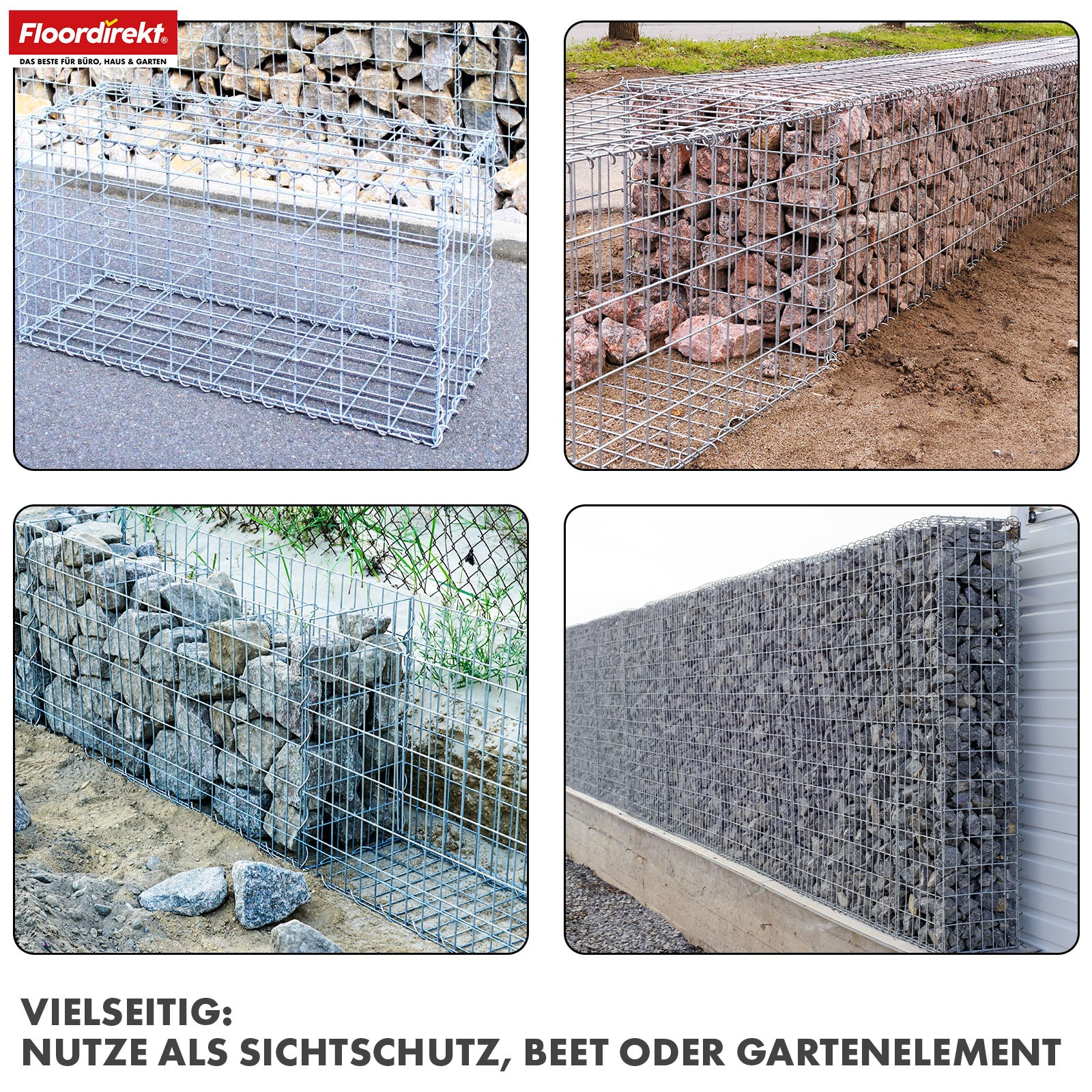 Panier de gabion | Lenox | Panier en acier galvanisé pour la protection visuelle décorative et les projets de jardinage