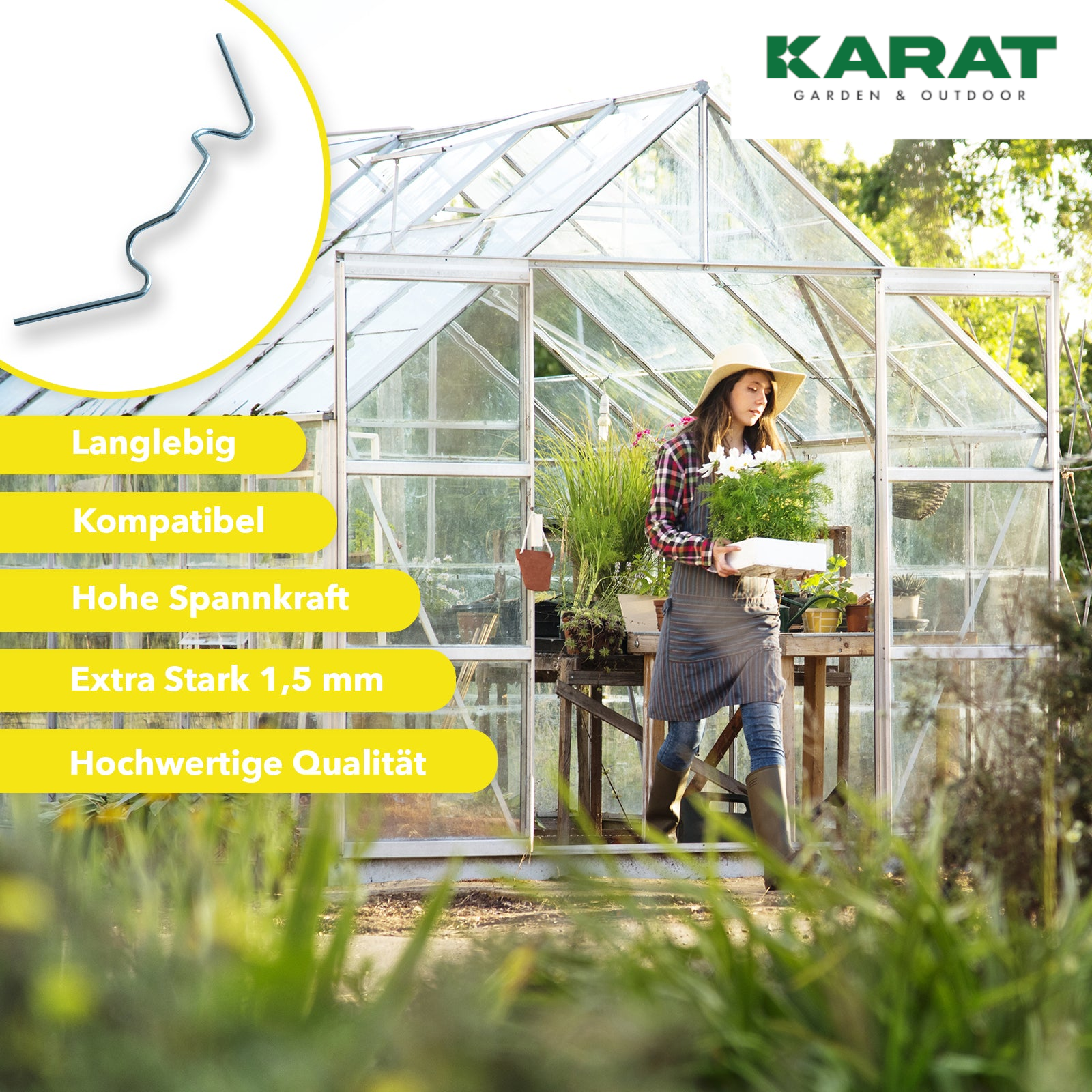 Agrafes de serre | Skava | Agrafes de montage pour l'horticulture | Set de 100 pièces | 9,5 x 3 cm