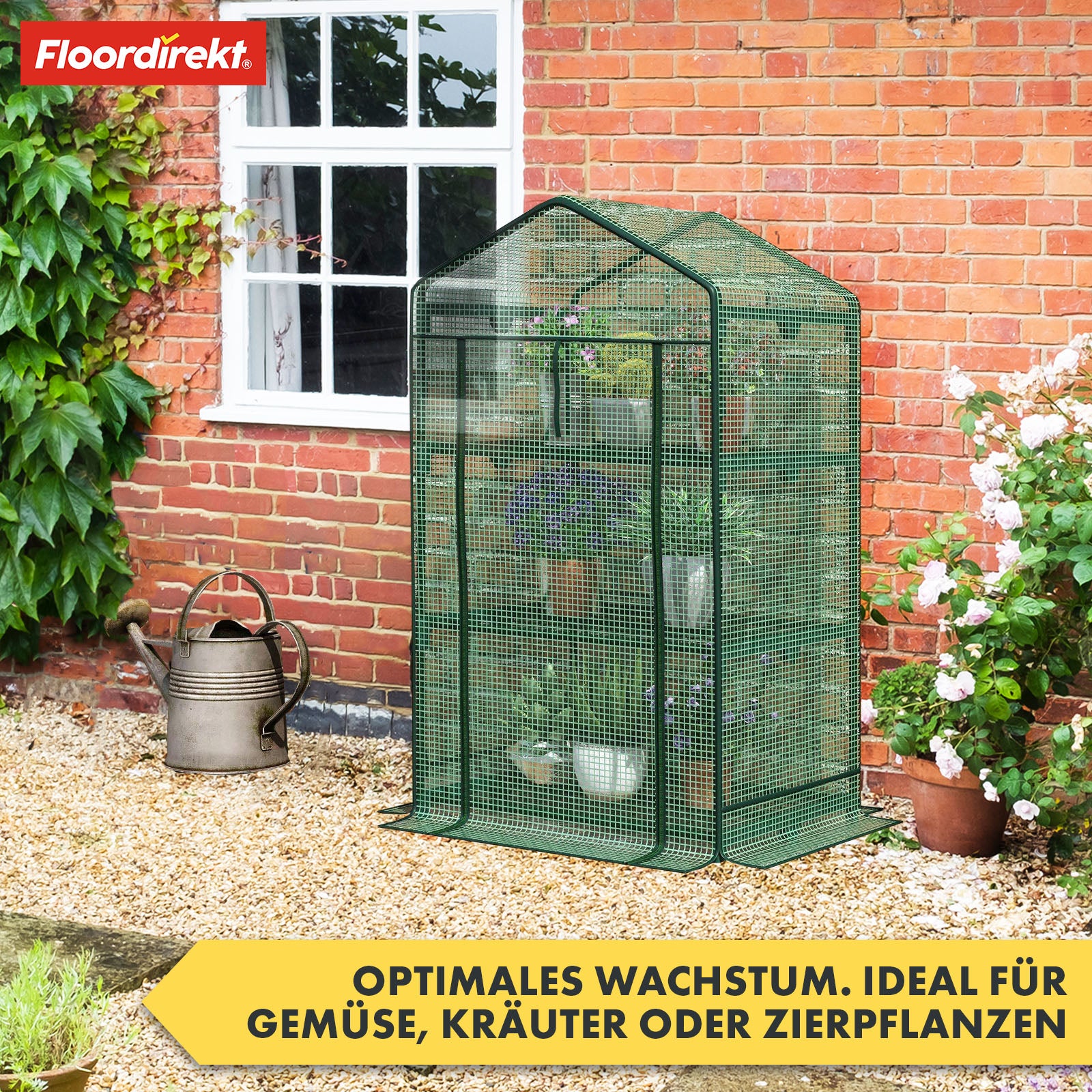 Serre | Bloom | Serre résistante aux intempéries avec cadre en acier robuste | Maison de plantes compacte avec 2, 3 ou 4 niveaux de rangement au choix