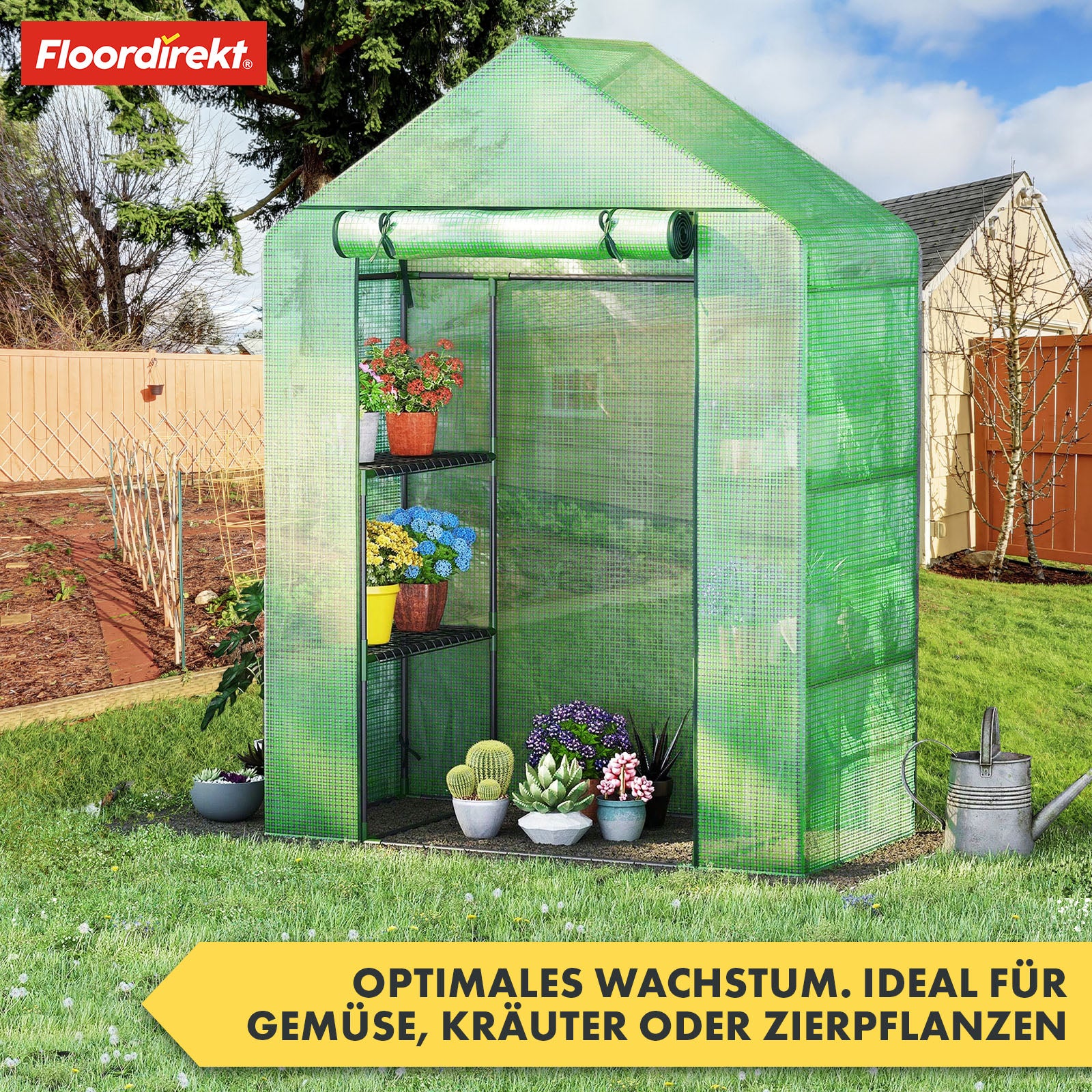 Serre | Harrest | Serre en film plastique durable et résistante aux UV avec cadre en acier robuste et grille de rangement en métal | Deux tailles au choix