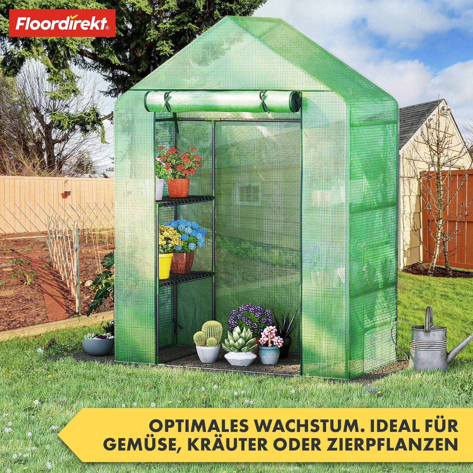 Serre | Harrest | Serre en film plastique durable et résistante aux UV avec cadre en acier robuste et grille de rangement en métal | Deux tailles au choix