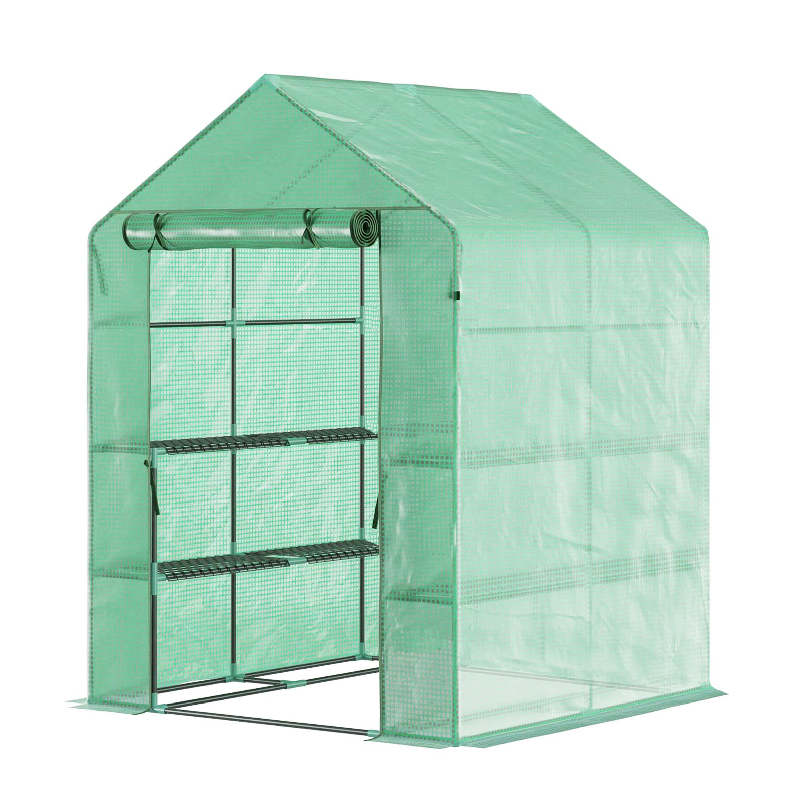 Serre | Harrest | Serre en film plastique durable et résistante aux UV avec cadre en acier robuste et grille de rangement en métal | Deux tailles au choix