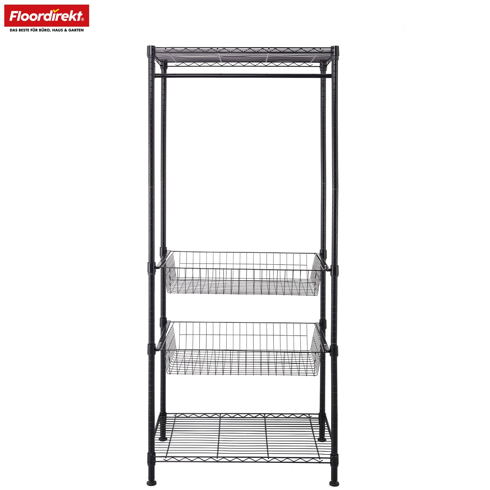 Armoire | Harold | Portemanteau ouvert avec tringle et étagères | Armoire robuste pour chambre à coucher, couloir et rangement