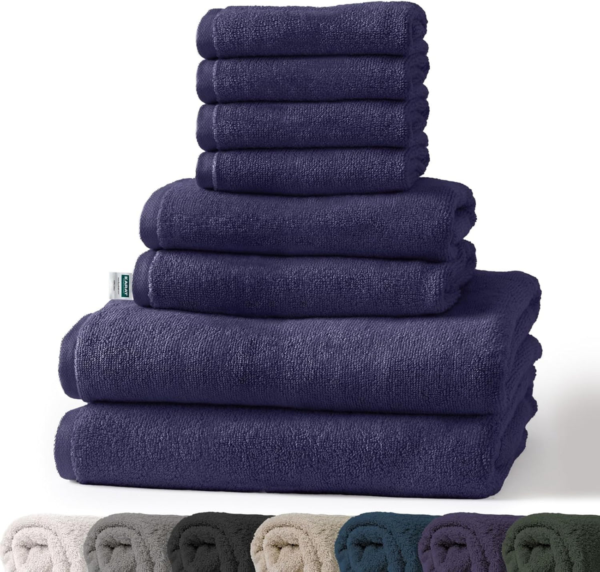 Set de serviettes Bay | Set de 8 serviettes 100% coton | 2 x serviette de bain, 2 x essuie-mains et 4 x savonnettes