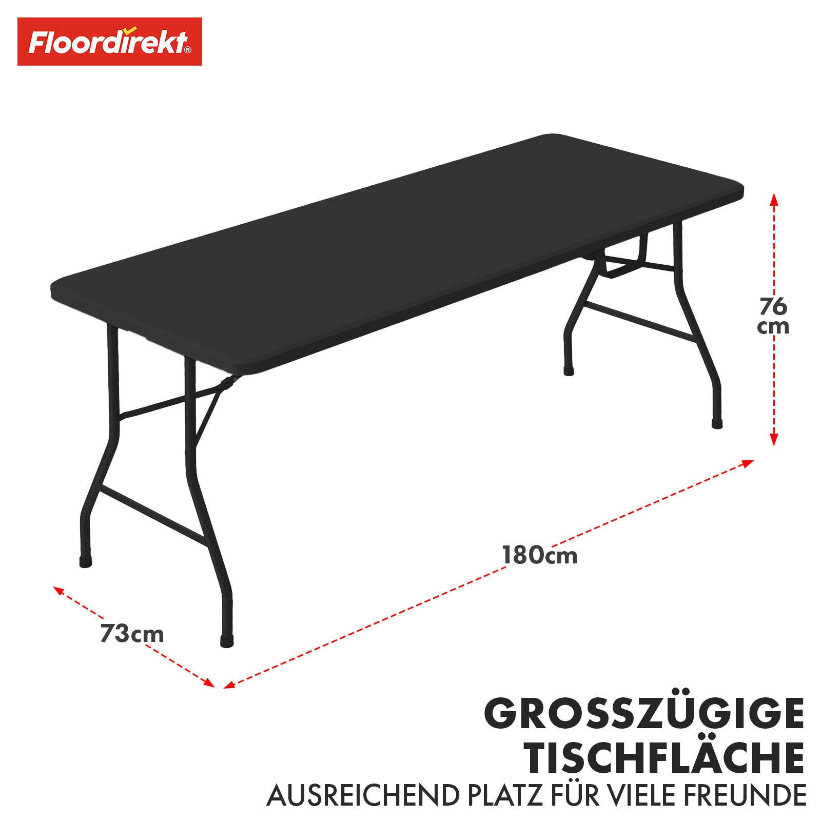 Table pliante | Kyoto | stable, pliable et polyvalente pour l'intérieur et l'extérieur | 180 x 73 cm