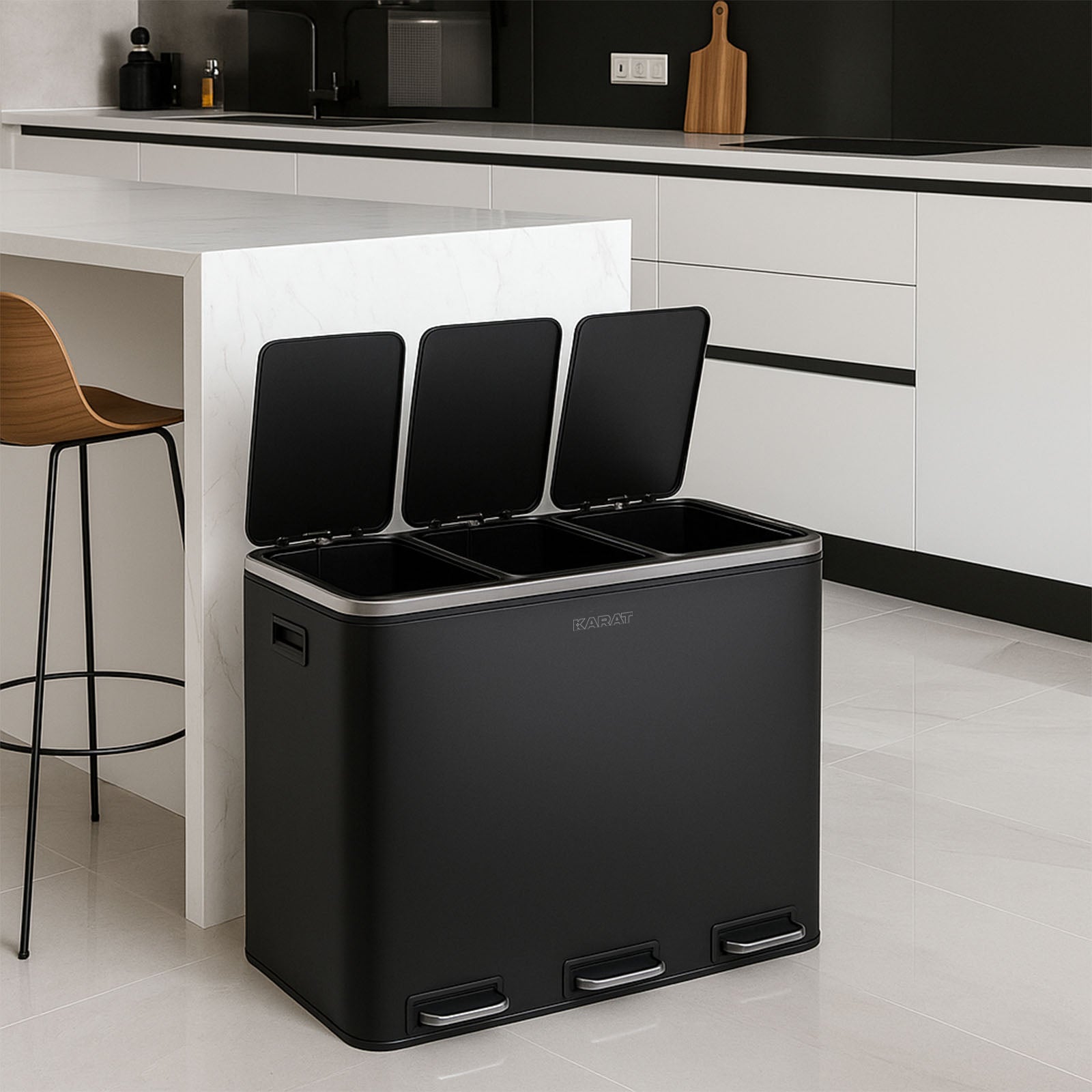 Poubelle en Métal à Pédale et Couvercle | Felix | Option de Tri | Disponible en 5 Couleurs | 30 ou 60 Litres