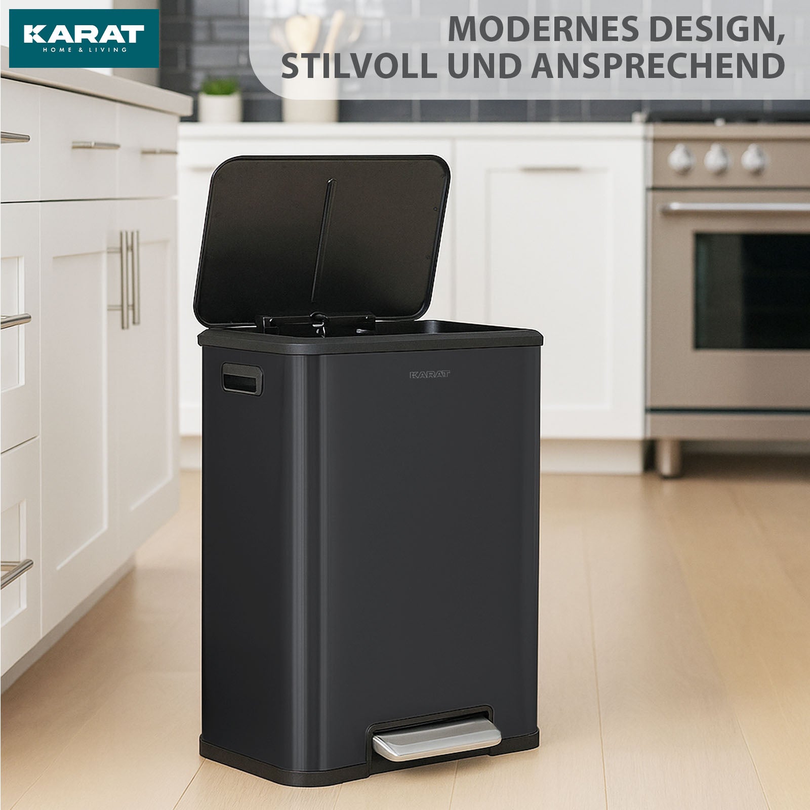 Poubelle | Jack | Capacité 30 L | Tri sélectif 2 voies | Soft-Close & Pedal | Acier inoxydable ou noir