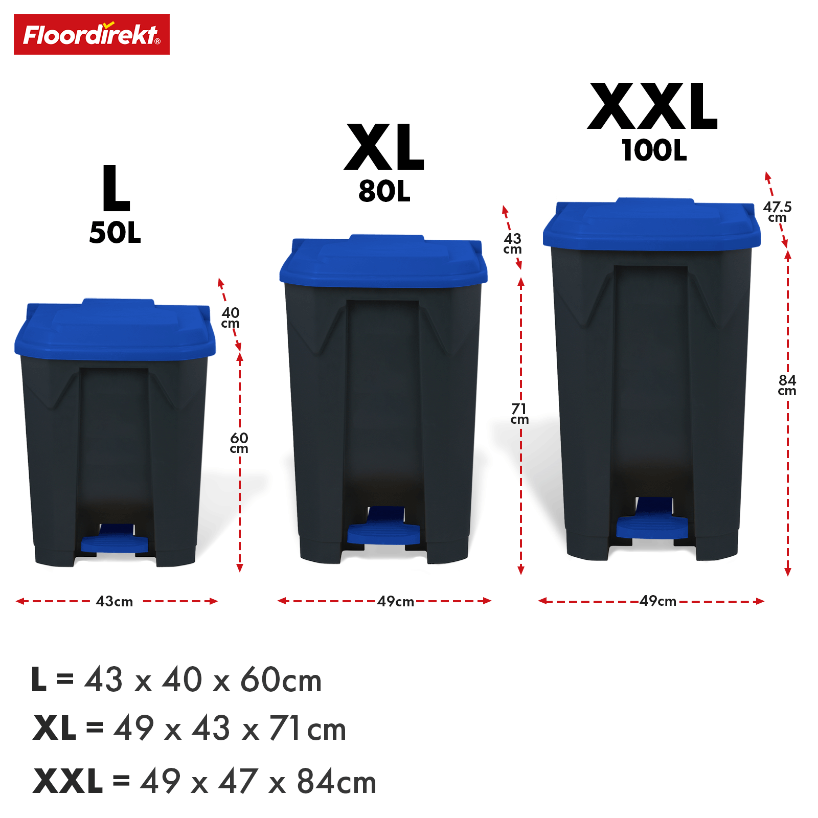 Poubelle | Olaf | Poubelle Step-On robuste | Pour la maison, le bureau & le commerce | Différentes couleurs & tailles