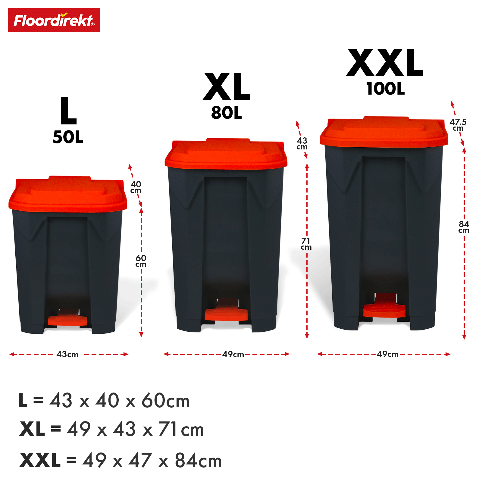 Poubelle | Olaf | Poubelle Step-On robuste | Pour la maison, le bureau & le commerce | Différentes couleurs & tailles