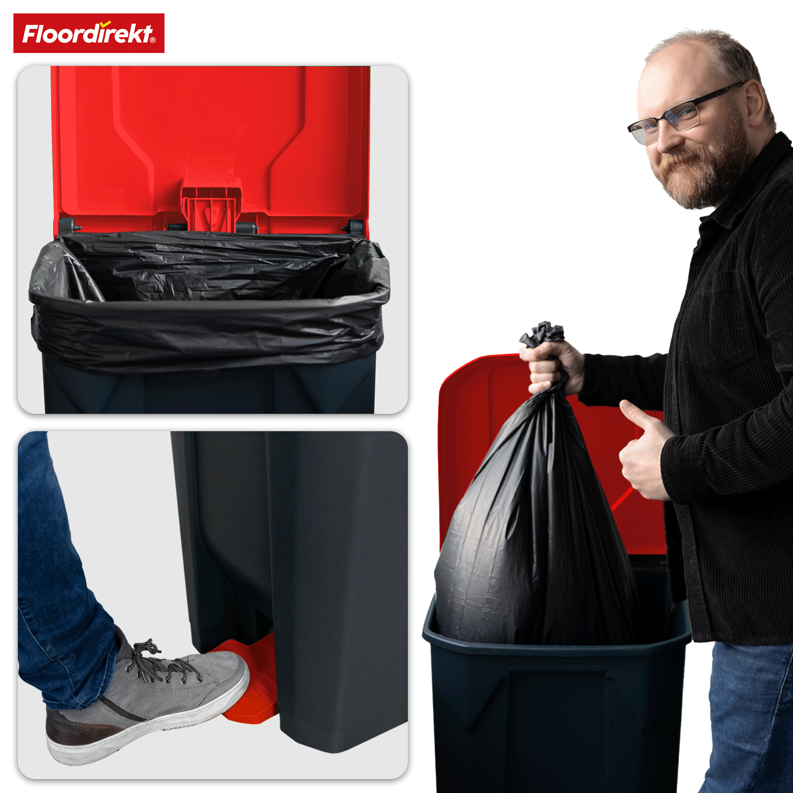 Poubelle | Olaf | Poubelle Step-On robuste | Pour la maison, le bureau & le commerce | Différentes couleurs & tailles