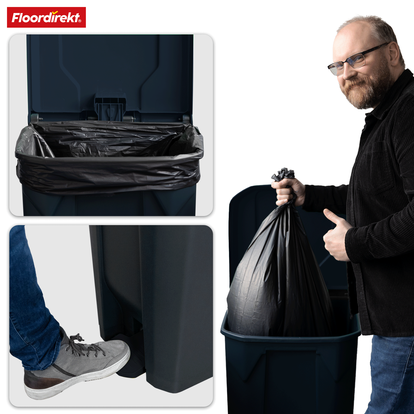 Poubelle | Olaf | Poubelle Step-On robuste | Pour la maison, le bureau & le commerce | Différentes couleurs & tailles