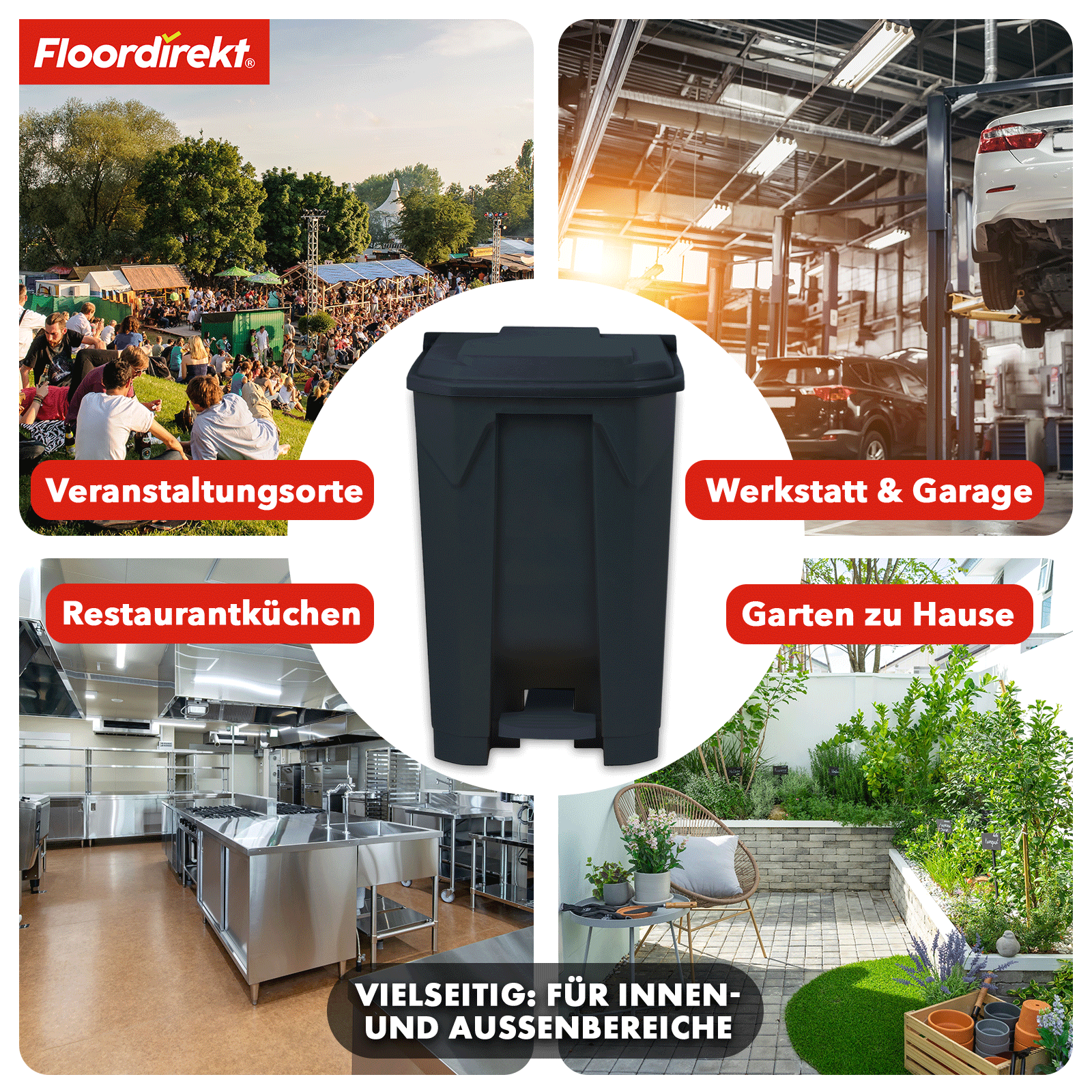 Poubelle | Olaf | Poubelle Step-On robuste | Pour la maison, le bureau & le commerce | Différentes couleurs & tailles