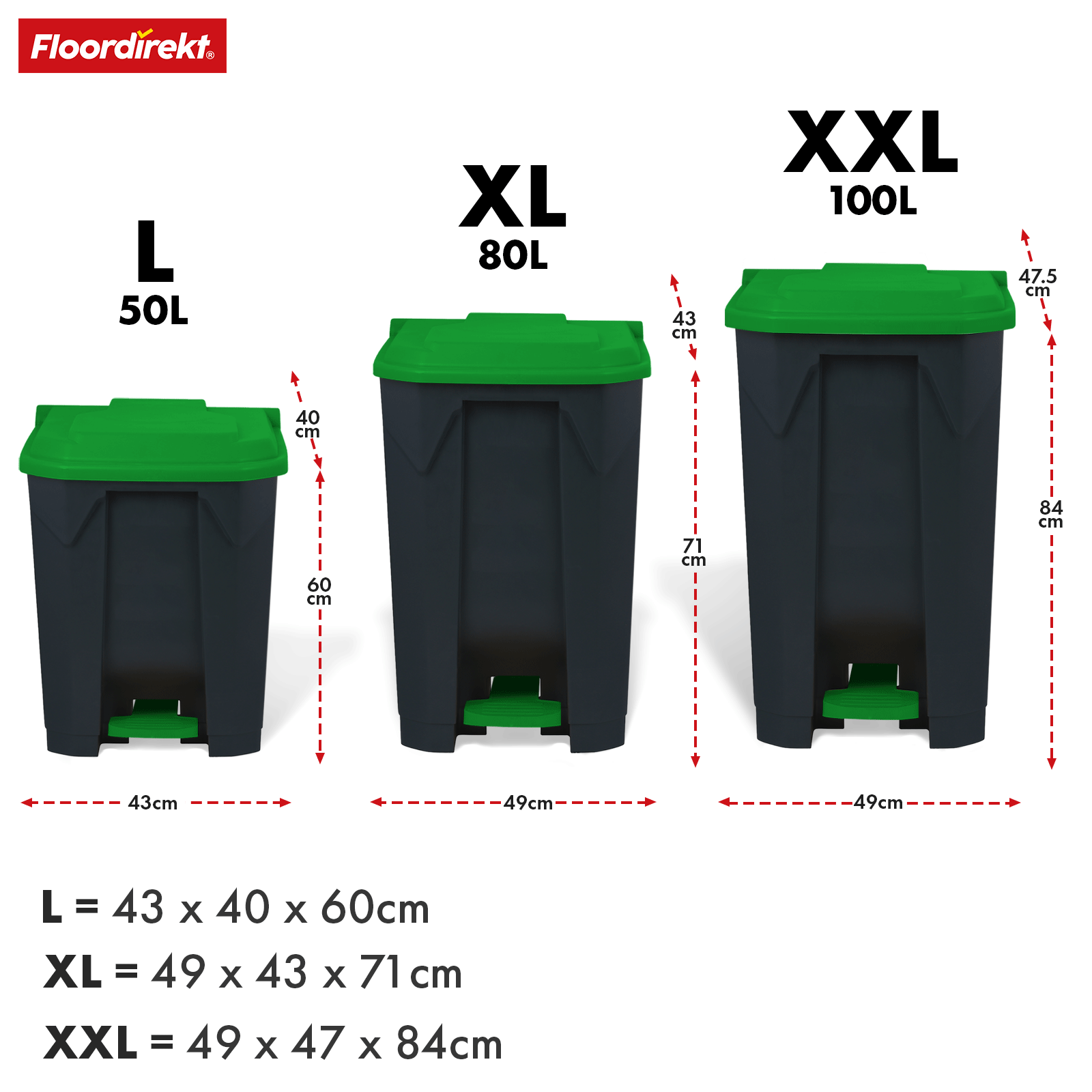 Poubelle | Olaf | Poubelle Step-On robuste | Pour la maison, le bureau & le commerce | Différentes couleurs & tailles
