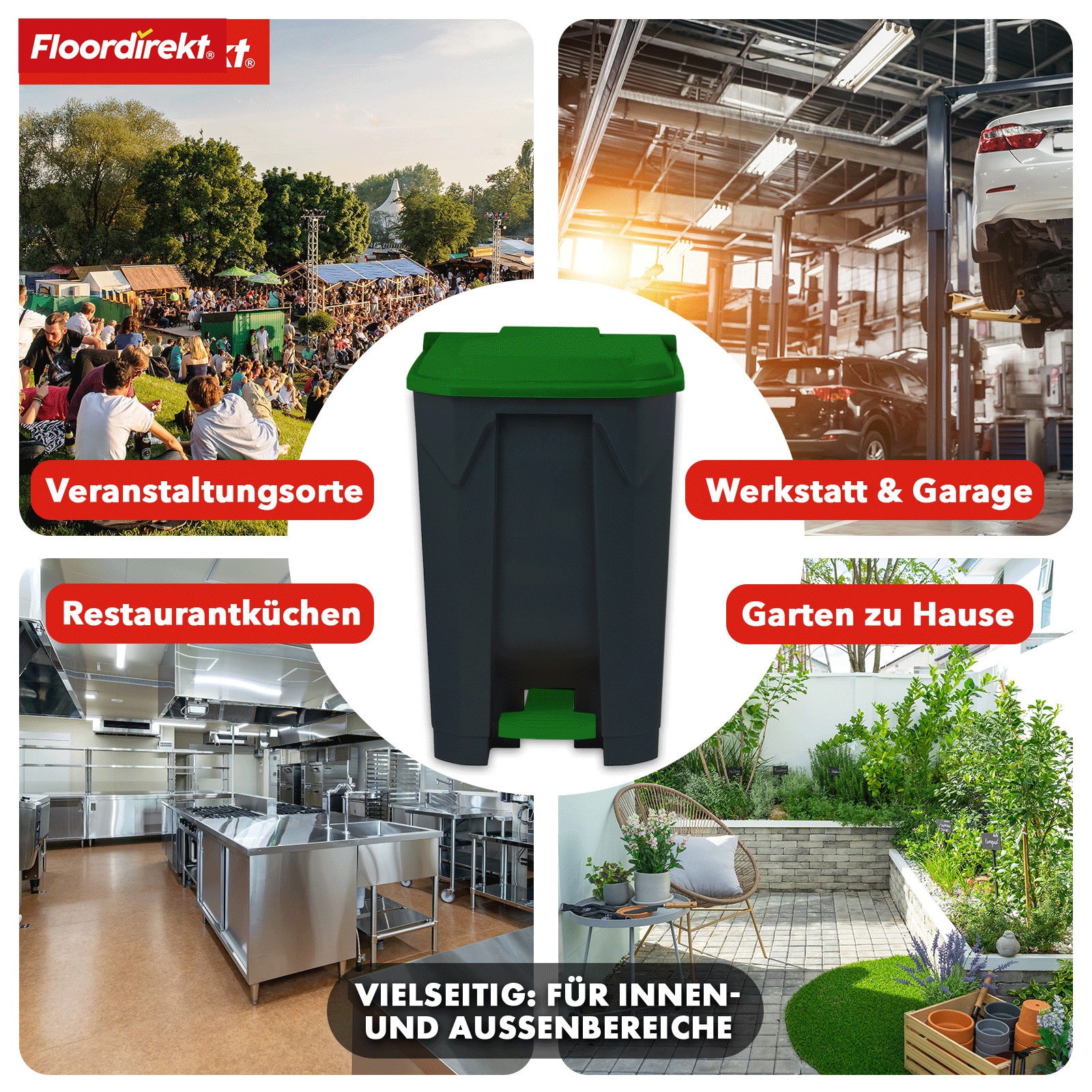 Poubelle | Olaf | Poubelle Step-On robuste | Pour la maison, le bureau & le commerce | Différentes couleurs & tailles