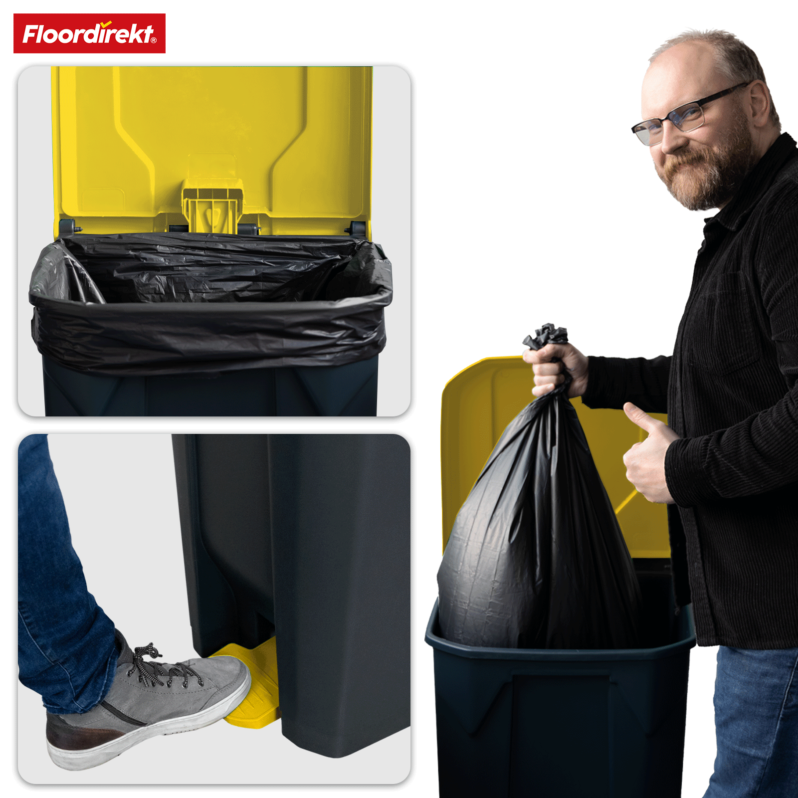 Poubelle | Olaf | Poubelle Step-On robuste | Pour la maison, le bureau & le commerce | Différentes couleurs & tailles