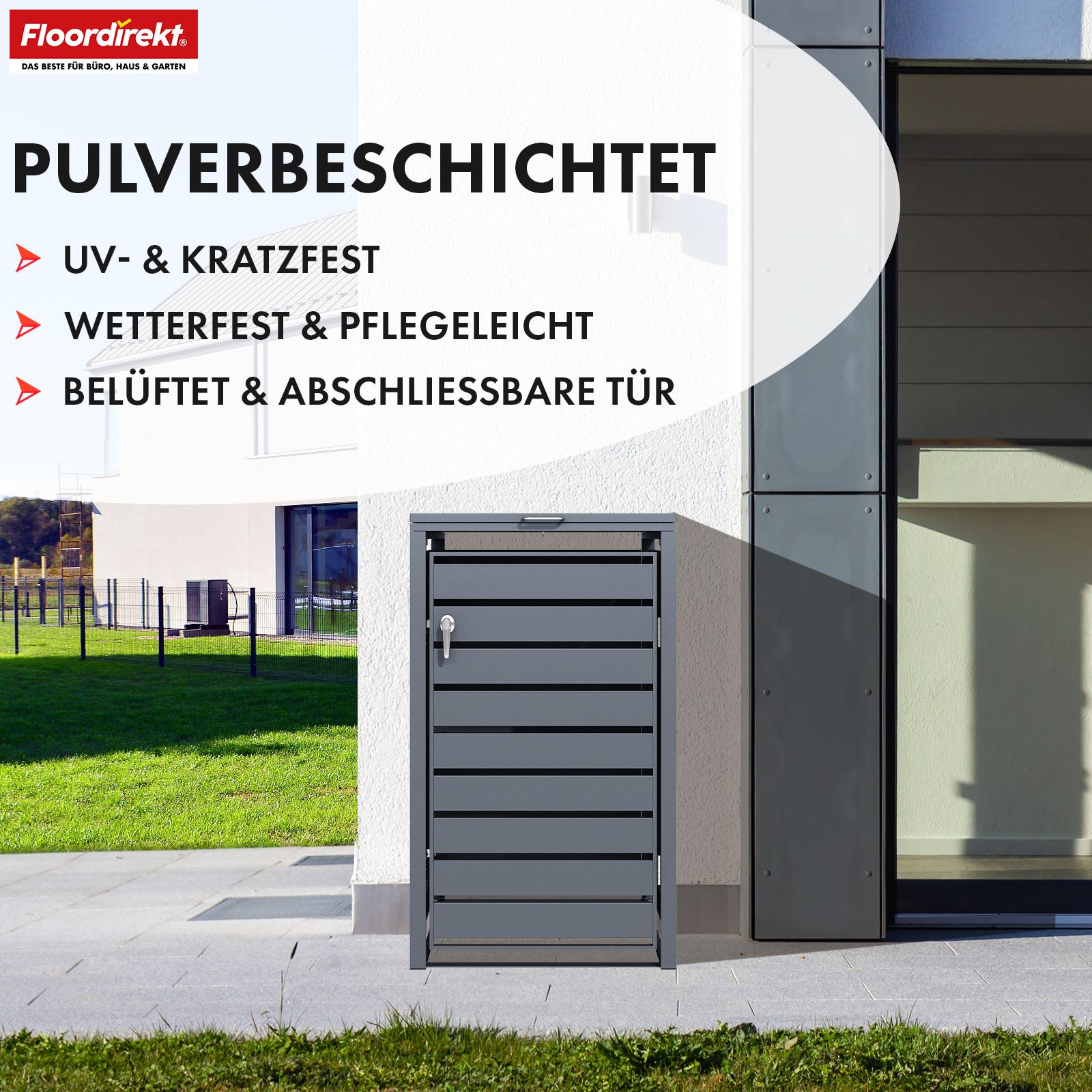 Abri pour poubelles | Magnus | Habillage de poubelle anthracite résistant aux intempéries avec cadre en acier inoxydable | 1-3 portes | Convient pour les poubelles de 60-240 L