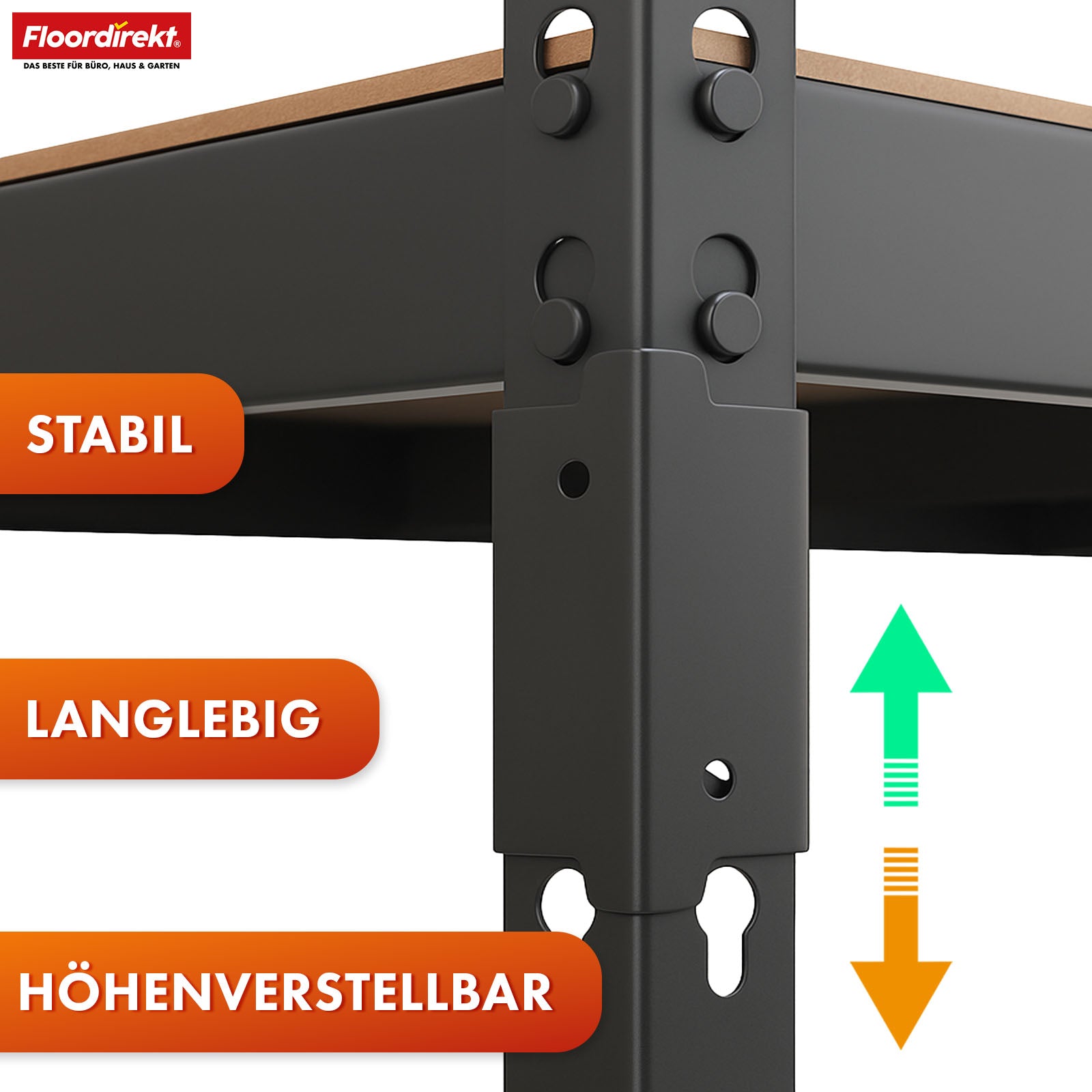 Étagère pour charges lourdes | Rhino | Étagère de stockage avec 5 étagères | Charge admissible de 1050 kg | Système d'emboîtement innovant | En différentes couleurs et tailles