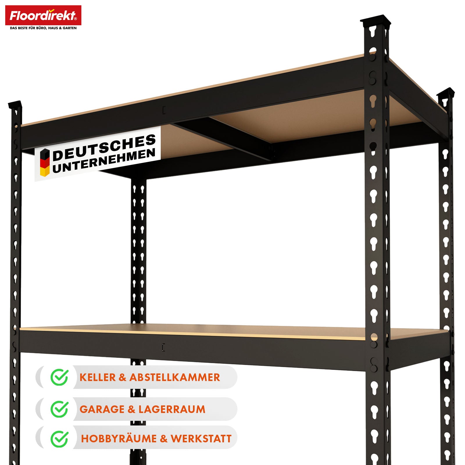 Étagère pour charges lourdes | Rhino | Étagère de stockage avec 5 étagères | Charge admissible de 1050 kg | Système d'emboîtement innovant | En différentes couleurs et tailles