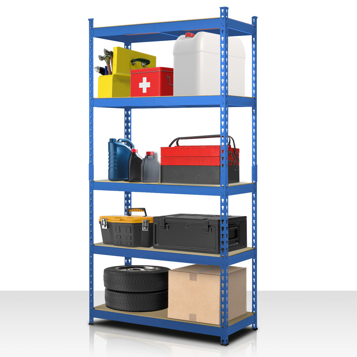 Étagère pour charges lourdes | Rhino | Étagère de stockage avec 5 étagères | Charge admissible de 1050 kg | Système d'emboîtement innovant | En différentes couleurs et tailles