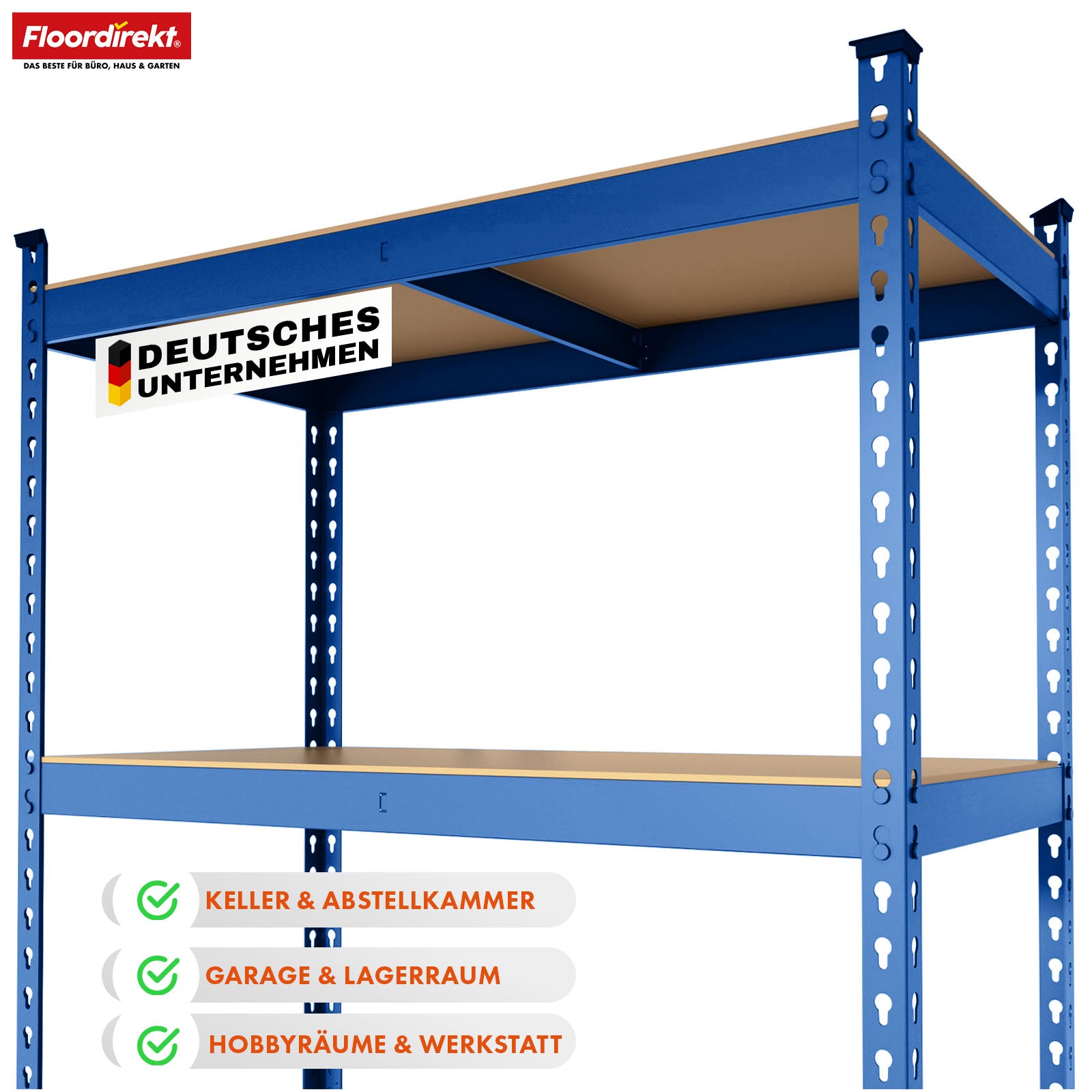 Étagère pour charges lourdes | Rhino | Étagère de stockage avec 5 étagères | Charge admissible de 1050 kg | Système d'emboîtement innovant | En différentes couleurs et tailles