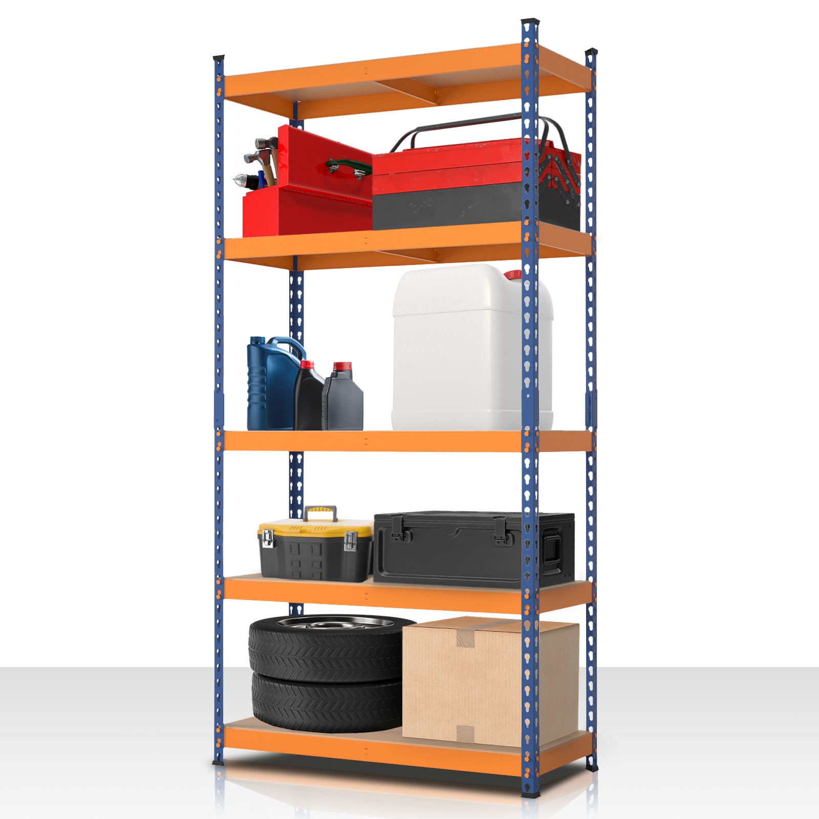 Étagère pour charges lourdes | Rhino | Étagère de stockage avec 5 étagères | Charge admissible de 1050 kg | Système d'emboîtement innovant | En différentes couleurs et tailles