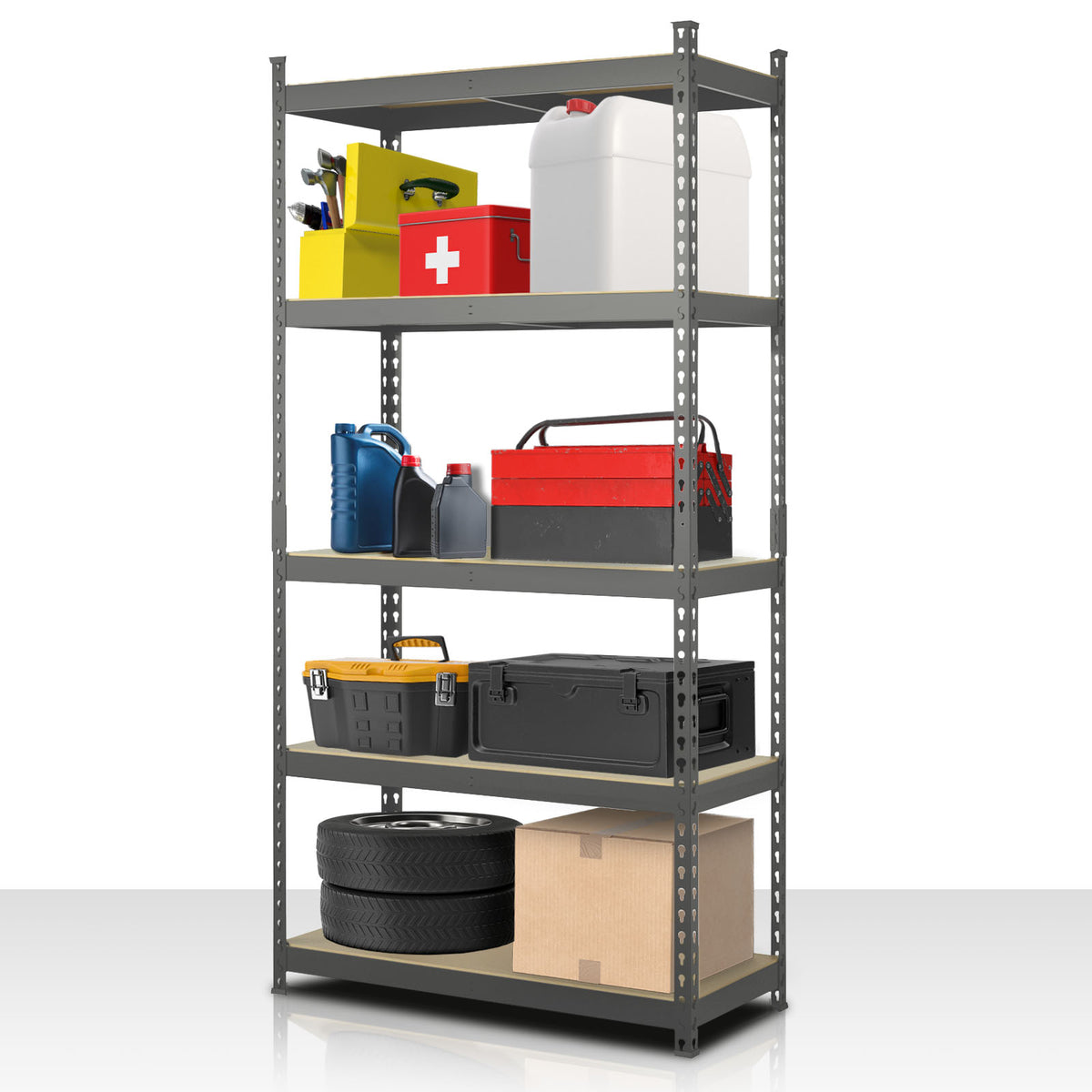 Étagère pour charges lourdes | Rhino | Étagère de stockage avec 5 étagères | Charge admissible de 1050 kg | Système d'emboîtement innovant | En différentes couleurs et tailles