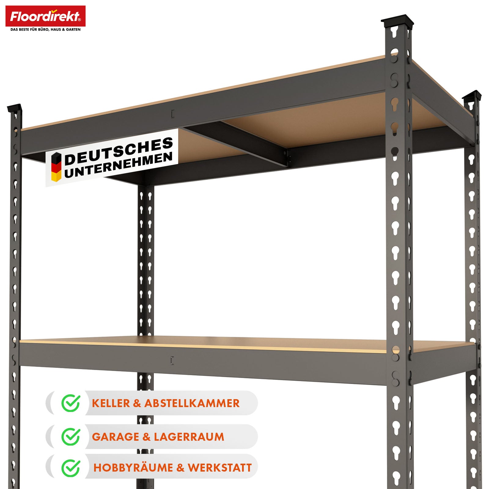 Étagère pour charges lourdes | Rhino | Étagère de stockage avec 5 étagères | Charge admissible de 1050 kg | Système d'emboîtement innovant | En différentes couleurs et tailles