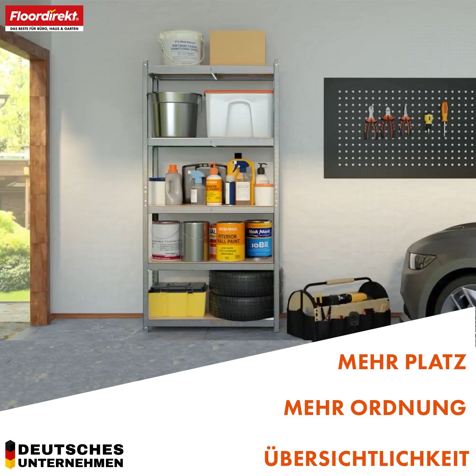 Étagère pour charges lourdes | Rhino | Étagère de stockage avec 5 étagères | Charge admissible de 1050 kg | Système d'emboîtement innovant | En différentes couleurs et tailles