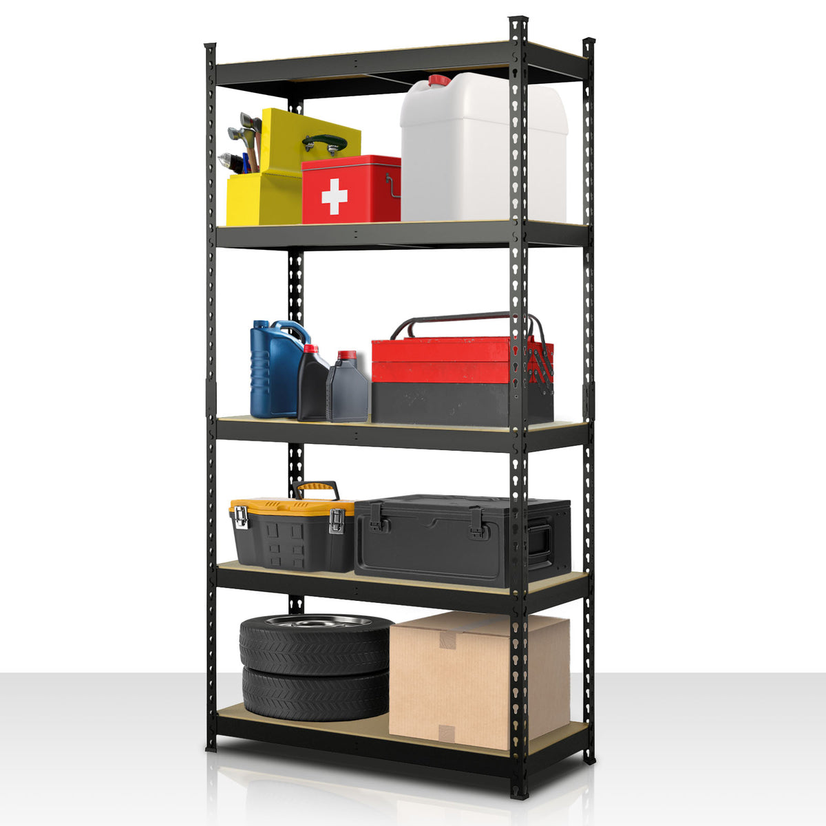 Étagère pour charges lourdes | Rhino | Étagère de stockage avec 5 étagères | Charge admissible de 1050 kg | Système d'emboîtement innovant | En différentes couleurs et tailles