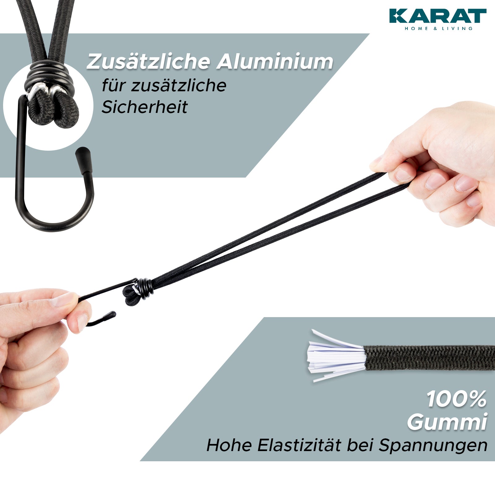 Élastiques de serrage multifonctionnels avec crochets en acier | Fixation pour bâches filets bannières | Set de 20 pièces