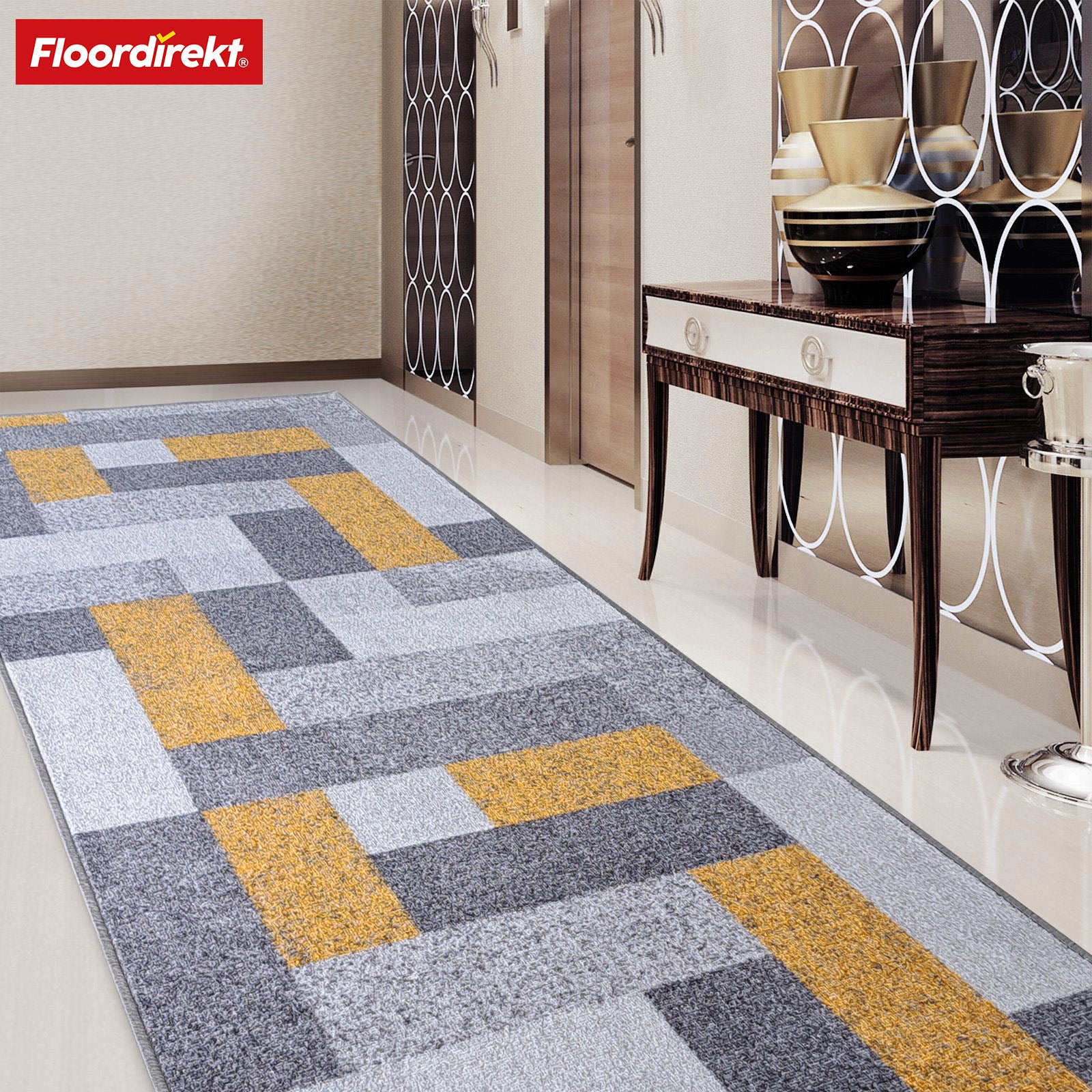 Tapis de passage sur mesure | New York | Antidérapant avec dos en gel | Design moderne en différentes couleurs