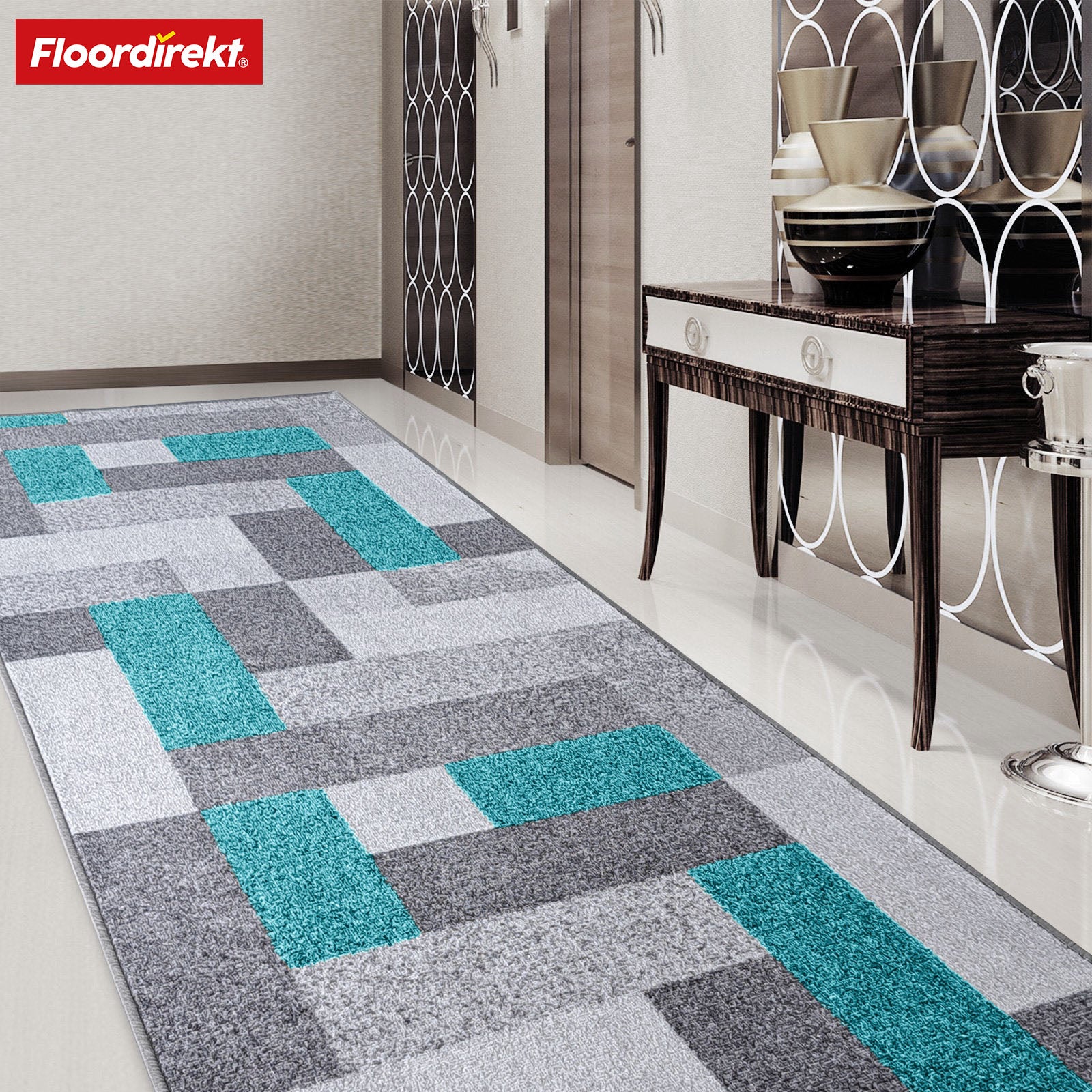 Tapis de passage sur mesure | New York | Antidérapant avec dos en gel | Design moderne en différentes couleurs
