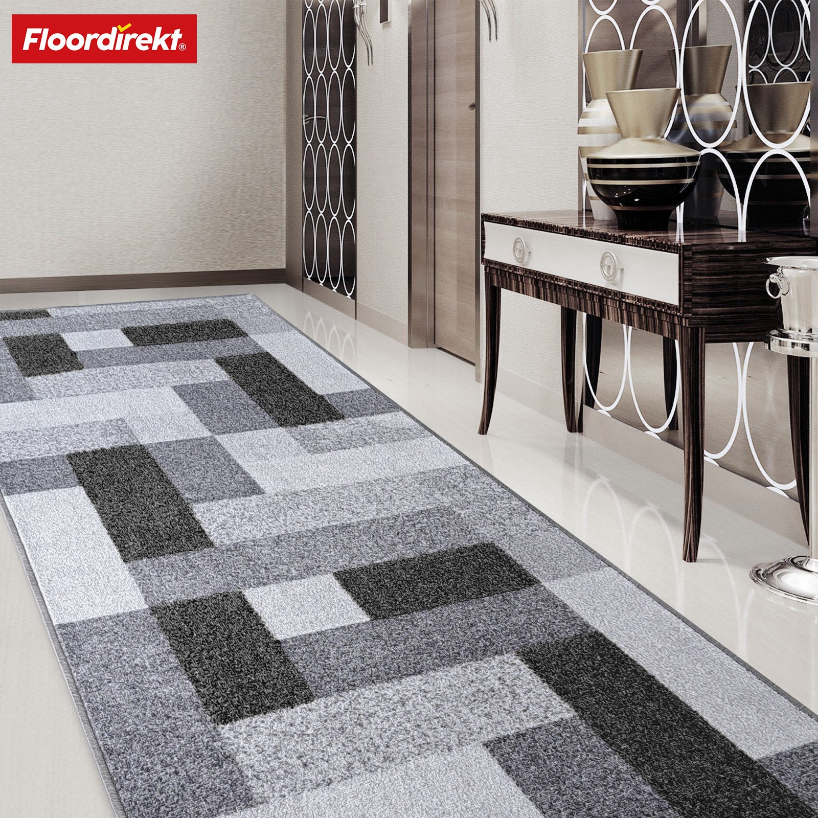 Tapis de passage sur mesure | New York | Antidérapant avec dos en gel | Design moderne en différentes couleurs