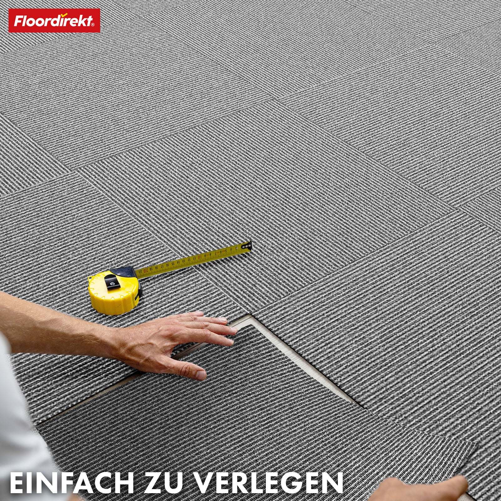 Dalles de moquette | Bern | 50 x 50 cm | Auto-portant avec motif à rayures | En anthracite, gris & beige pour les entreprises et les particuliers