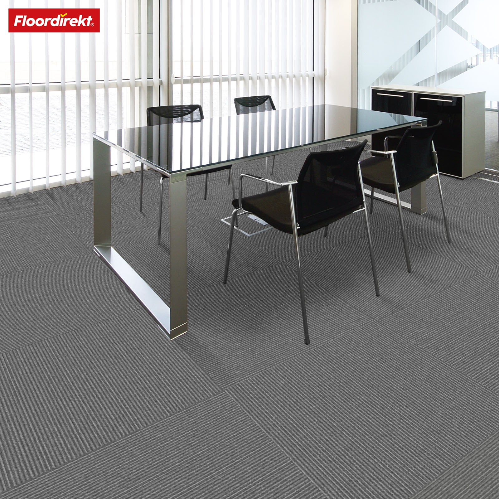 Dalles de moquette | Bern | 50 x 50 cm | Auto-portant avec motif à rayures | En anthracite, gris & beige pour les entreprises et les particuliers