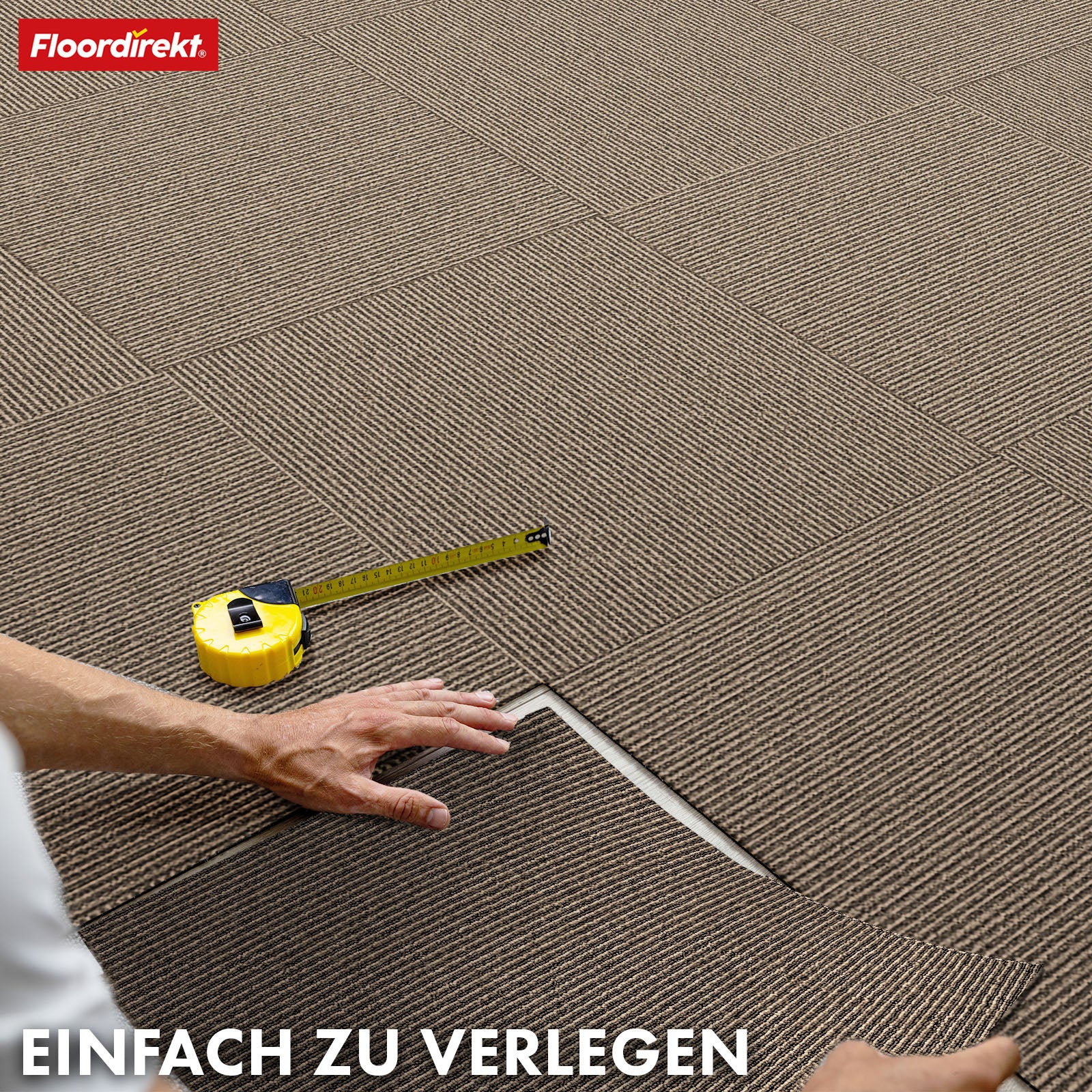 Dalles de moquette | Bern | 50 x 50 cm | Auto-portant avec motif à rayures | En anthracite, gris & beige pour les entreprises et les particuliers
