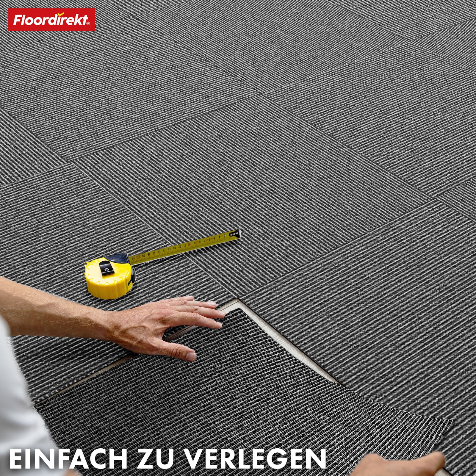 Dalles de moquette | Bern | 50 x 50 cm | Auto-portant avec motif à rayures | En anthracite, gris & beige pour les entreprises et les particuliers