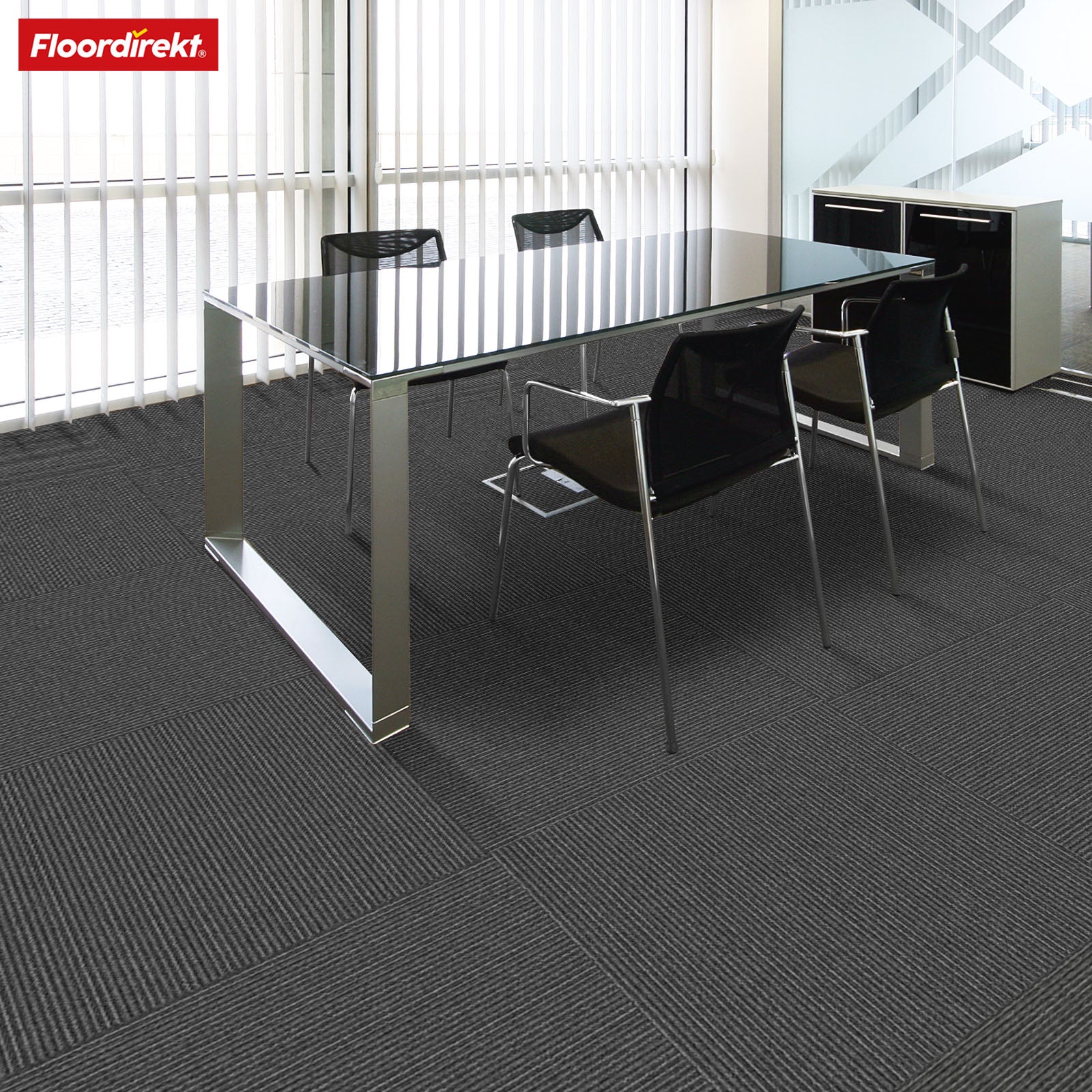 Dalles de moquette | Bern | 50 x 50 cm | Auto-portant avec motif à rayures | En anthracite, gris & beige pour les entreprises et les particuliers